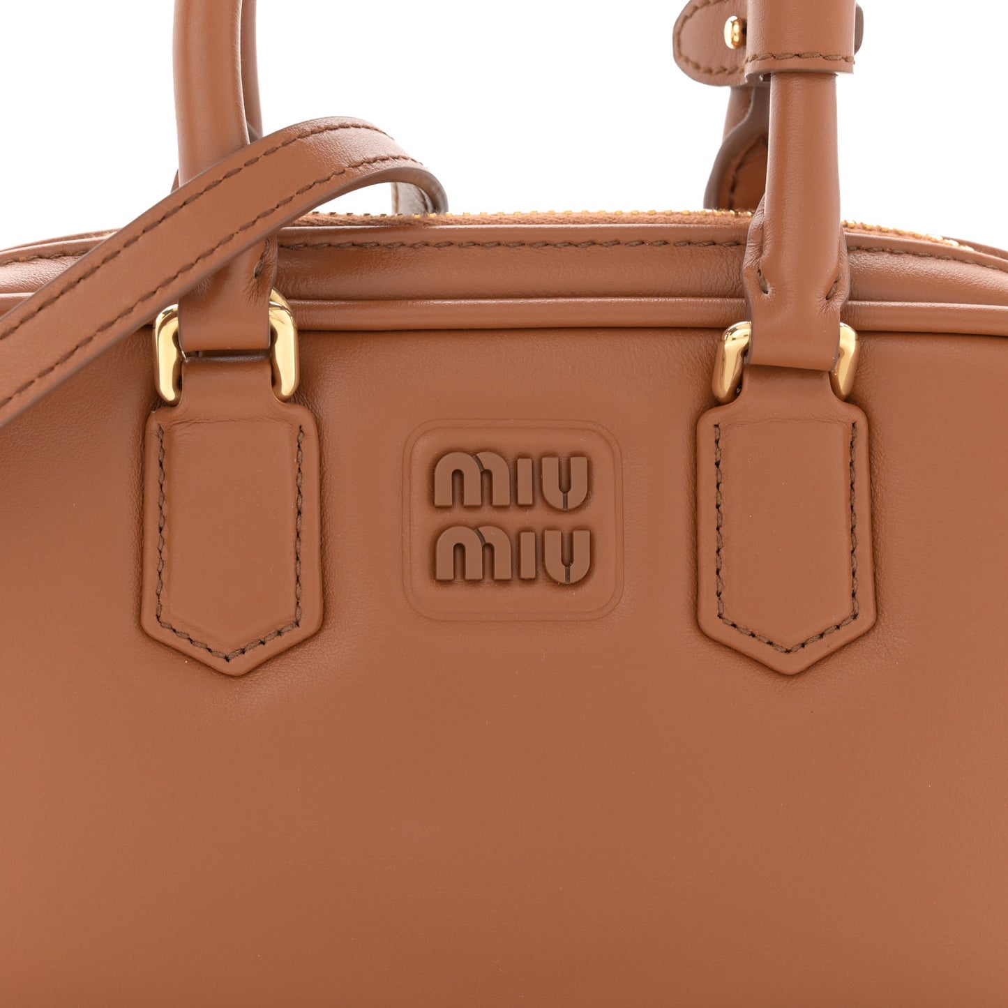 Calfskin Mini Arcadie Top Handle Bag Cognac