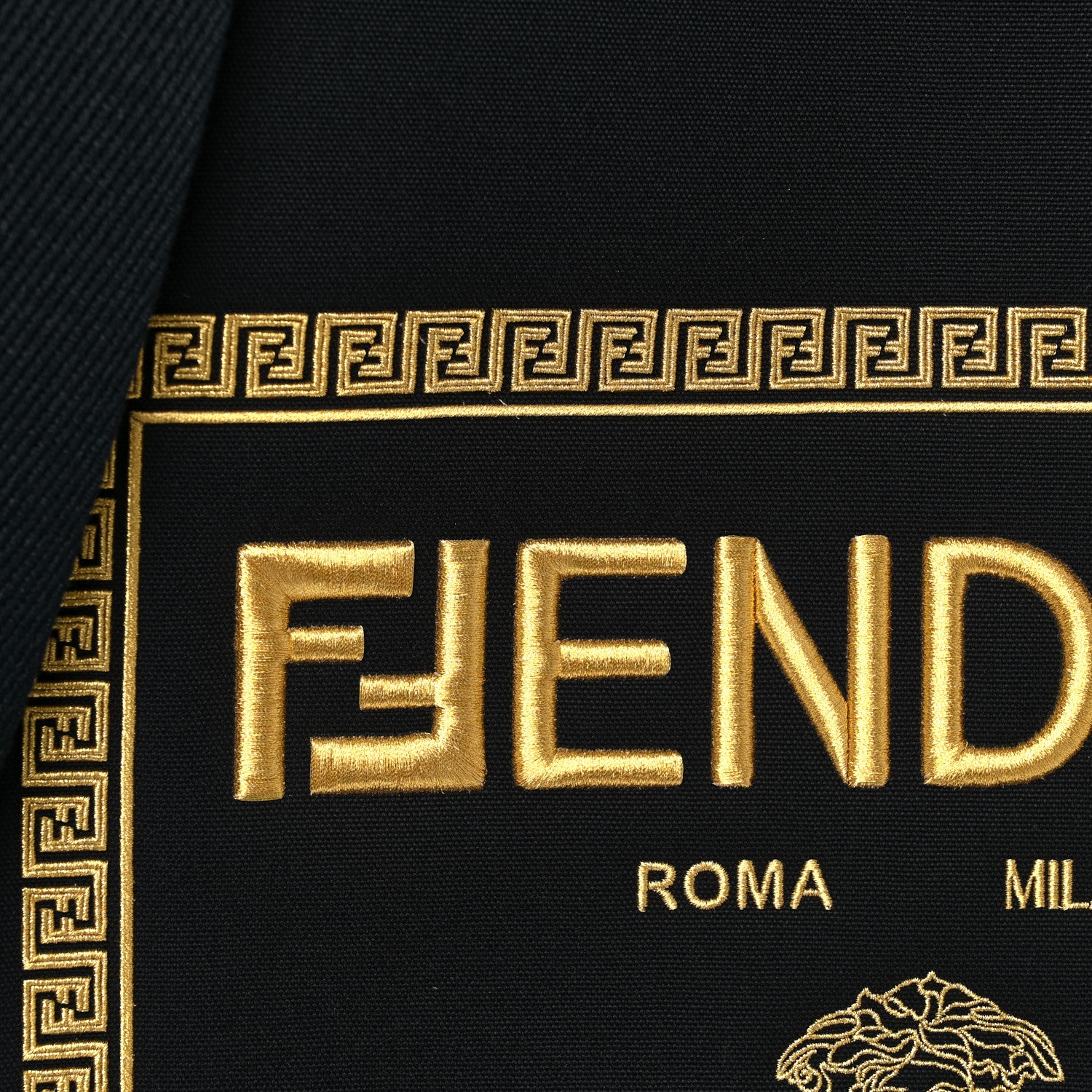 Fendi X VERSACE Canvas Fendace Logo Large Shopping Tote Black 7 of 13