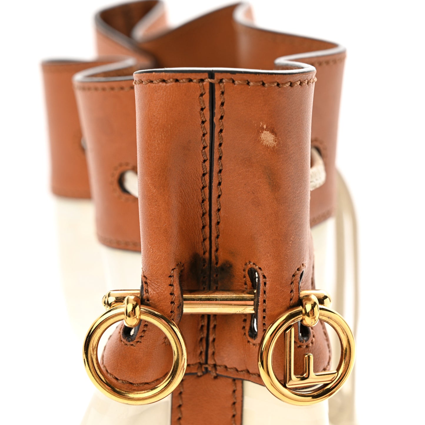 TPU FF Vitello Aura F is Fendi Grande Mon Tresor Bucket Bag White Cuoio