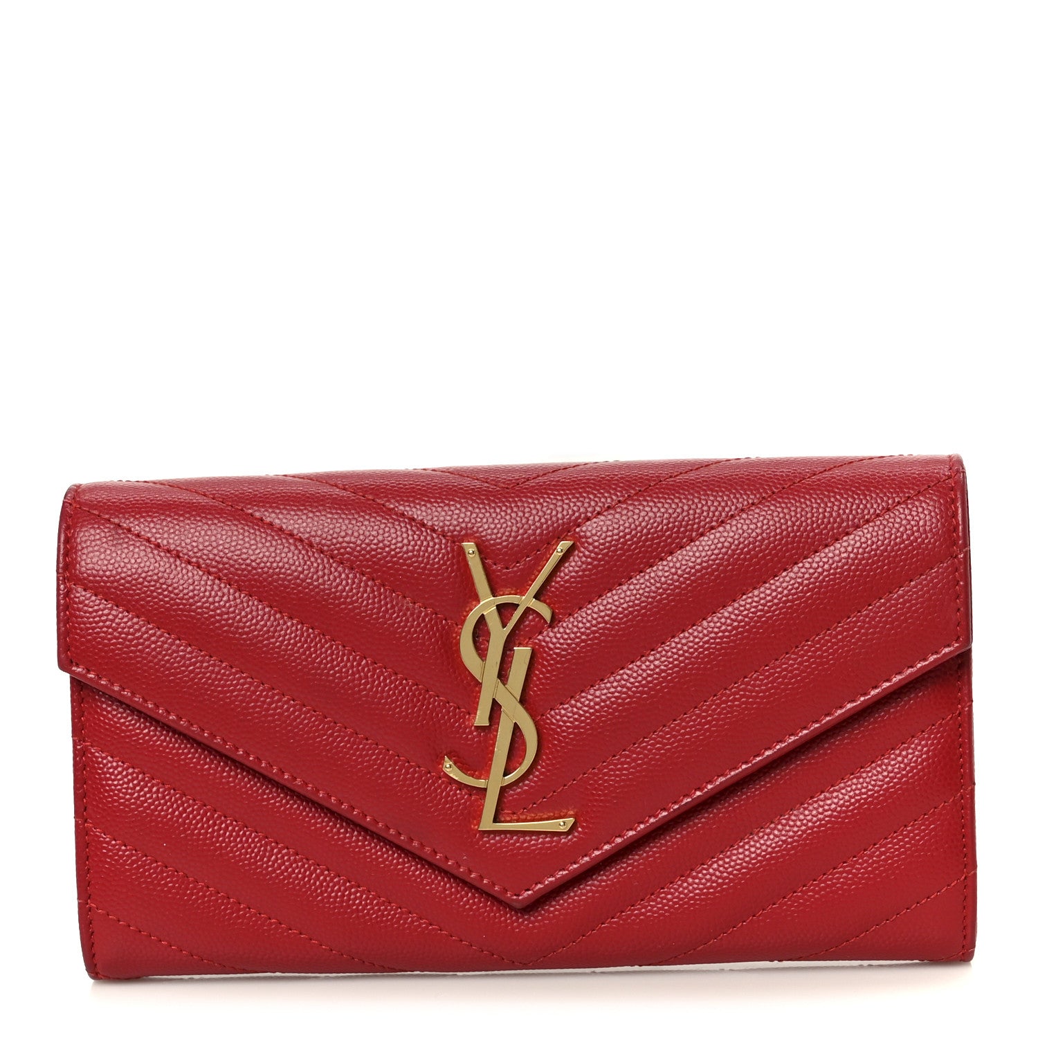 Saint Laurent Grain De Poudre Matelasse Chevron Monogram Flap