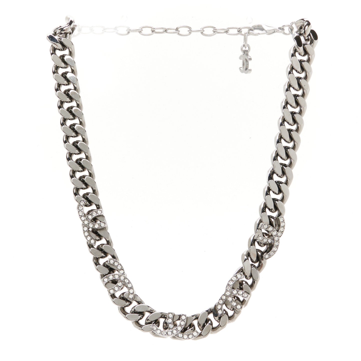 Ruthenium Crystal Chain CC Choker Necklace