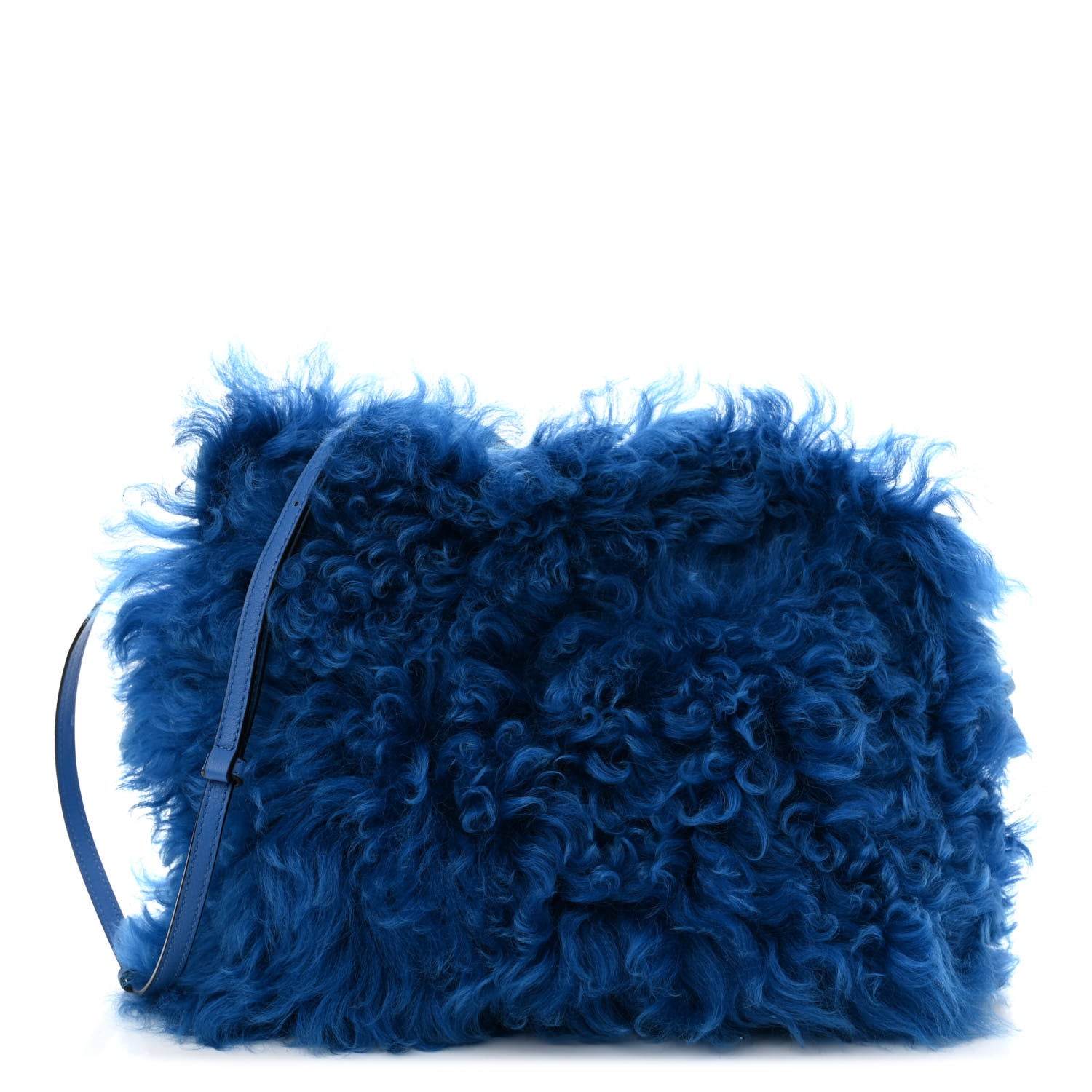 Loewe Nappa Shearling Flamenco Knot Clutch Blue 1 of 10