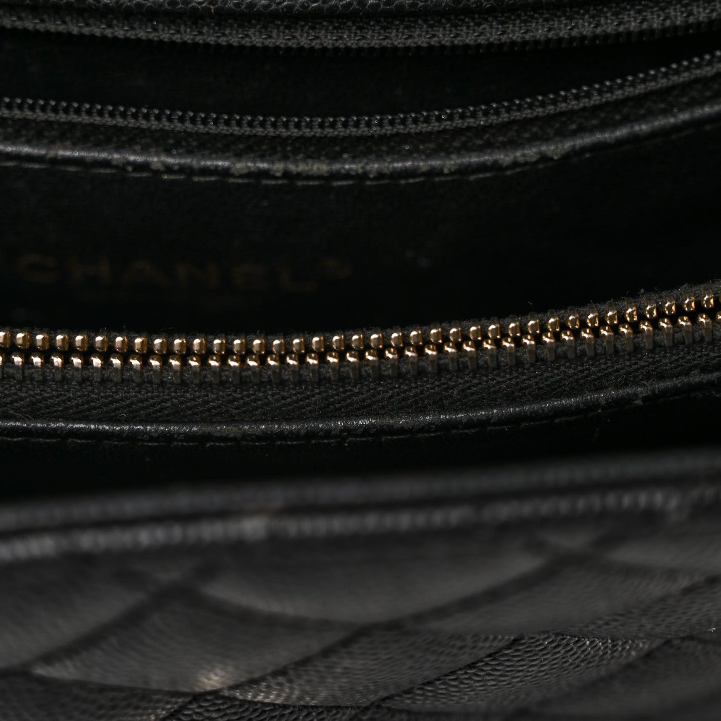 Caviar Lizard Quilted Large Coco Handle Flap Black