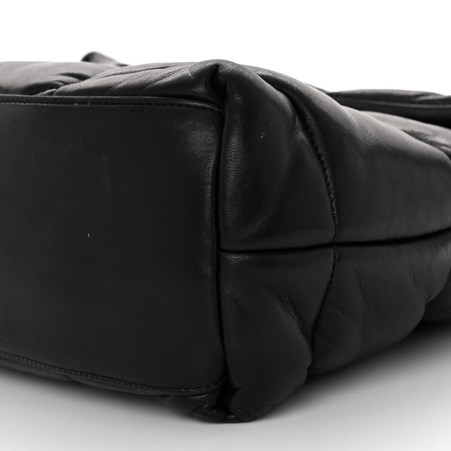 Lambskin Quilted Monogram Monochrome Medium Loulou Puffer Chain Satchel Black