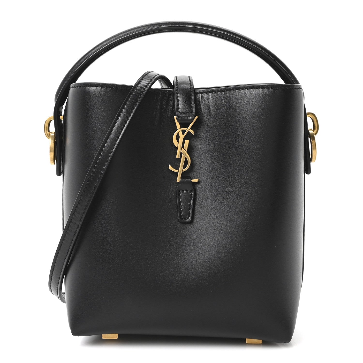 【本日限り】SAINT LAURENT  ミニバケットバッグ ブラック Saint Laurent Shiny Calfskin Le 37 Mini Bucket Bag Black 1861336