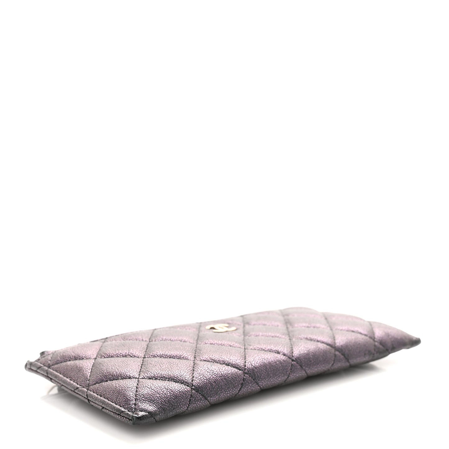 Iridescent Caviar Quilted Classic Zip Pouch Black