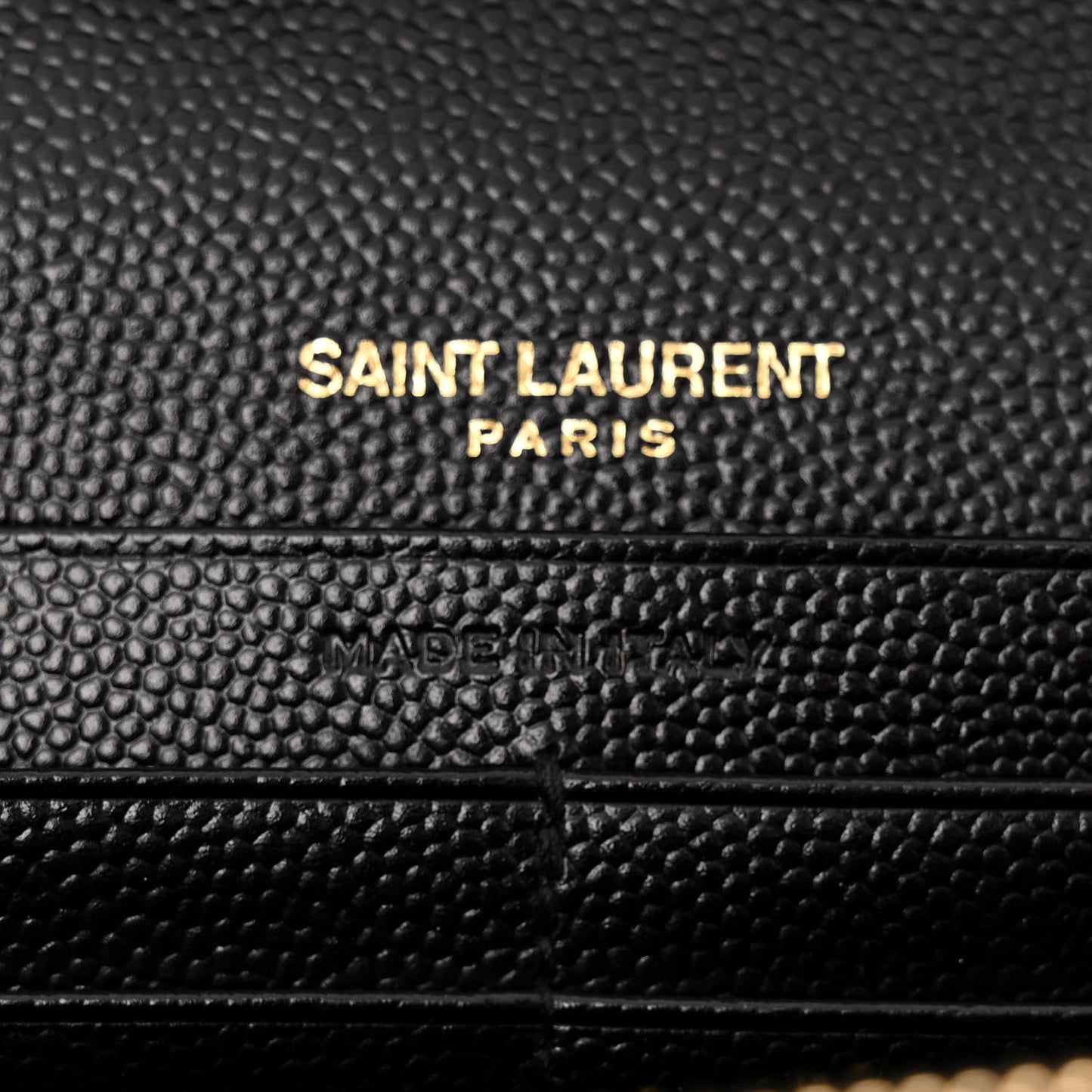 Grain De Poudre Matelasse Chevron Monogram Chain Wallet Black
