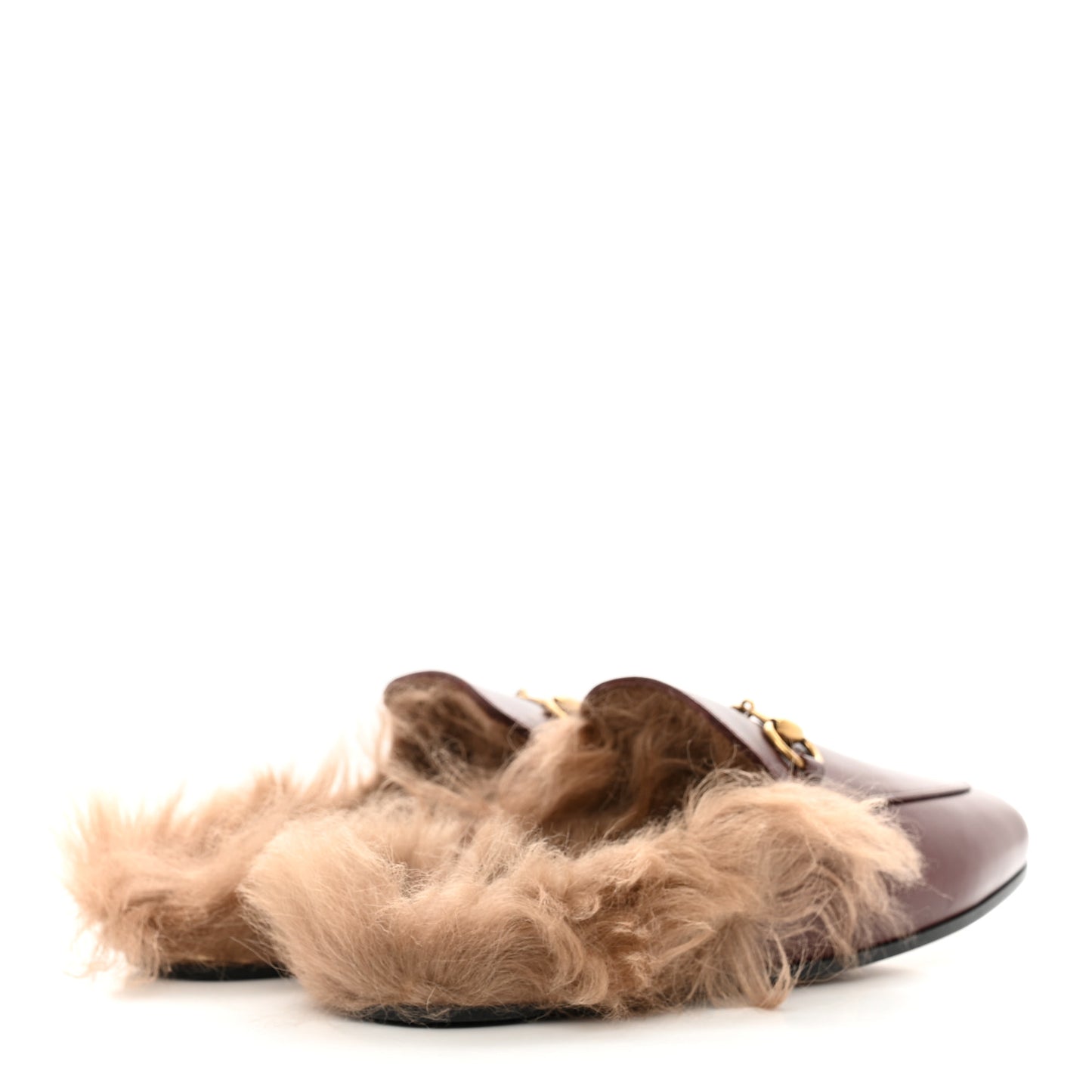Calfskin Fur Womens Princetown Slippers 35.5 Vintage Bordeaux