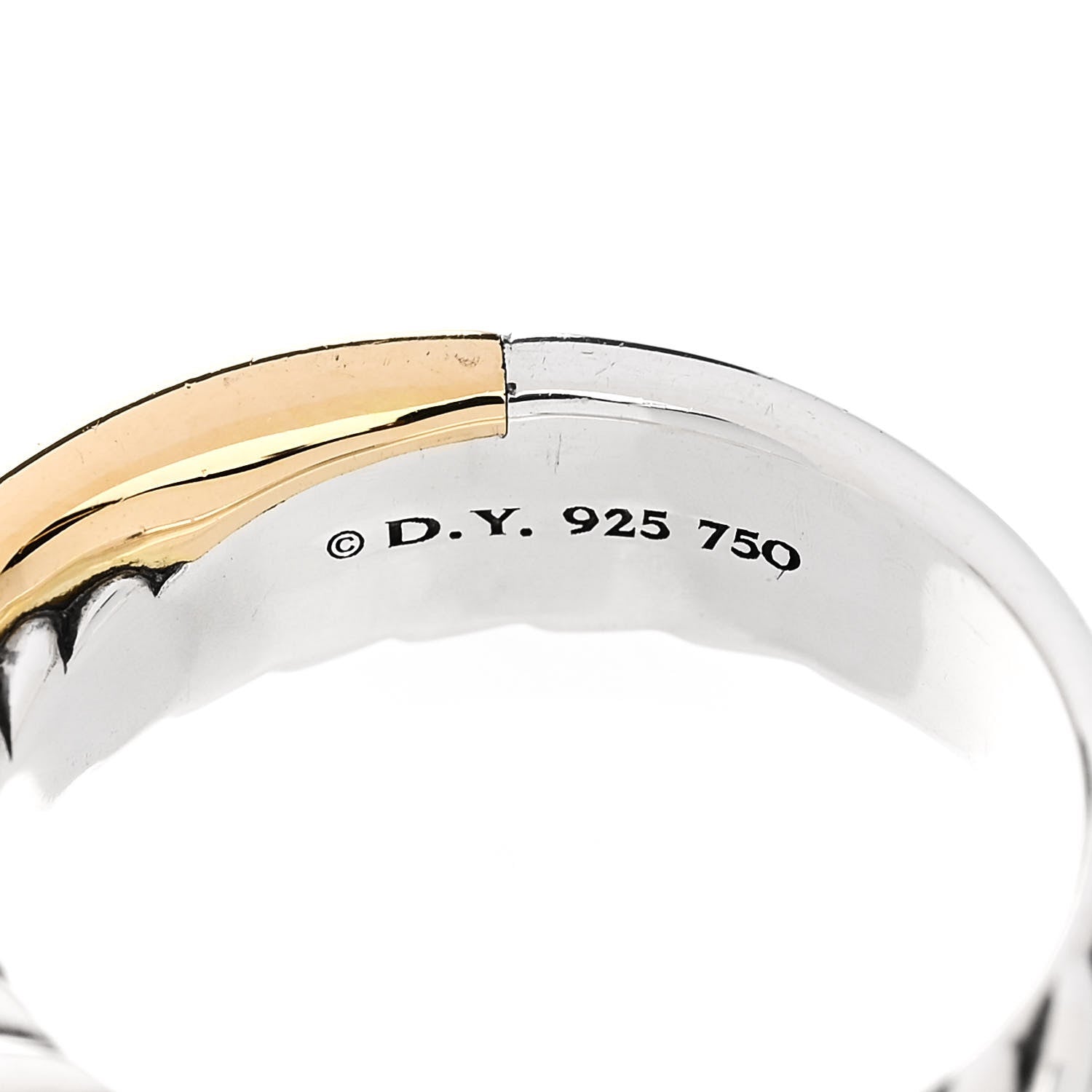 David Yurman Sterling Silver 18K Yellow Gold Narrow Crossover Ring 52 6 4 of 4