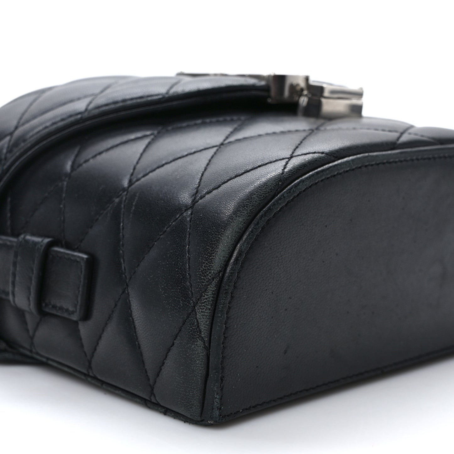 Lambskin Quilted Monogram June Box Bag Black