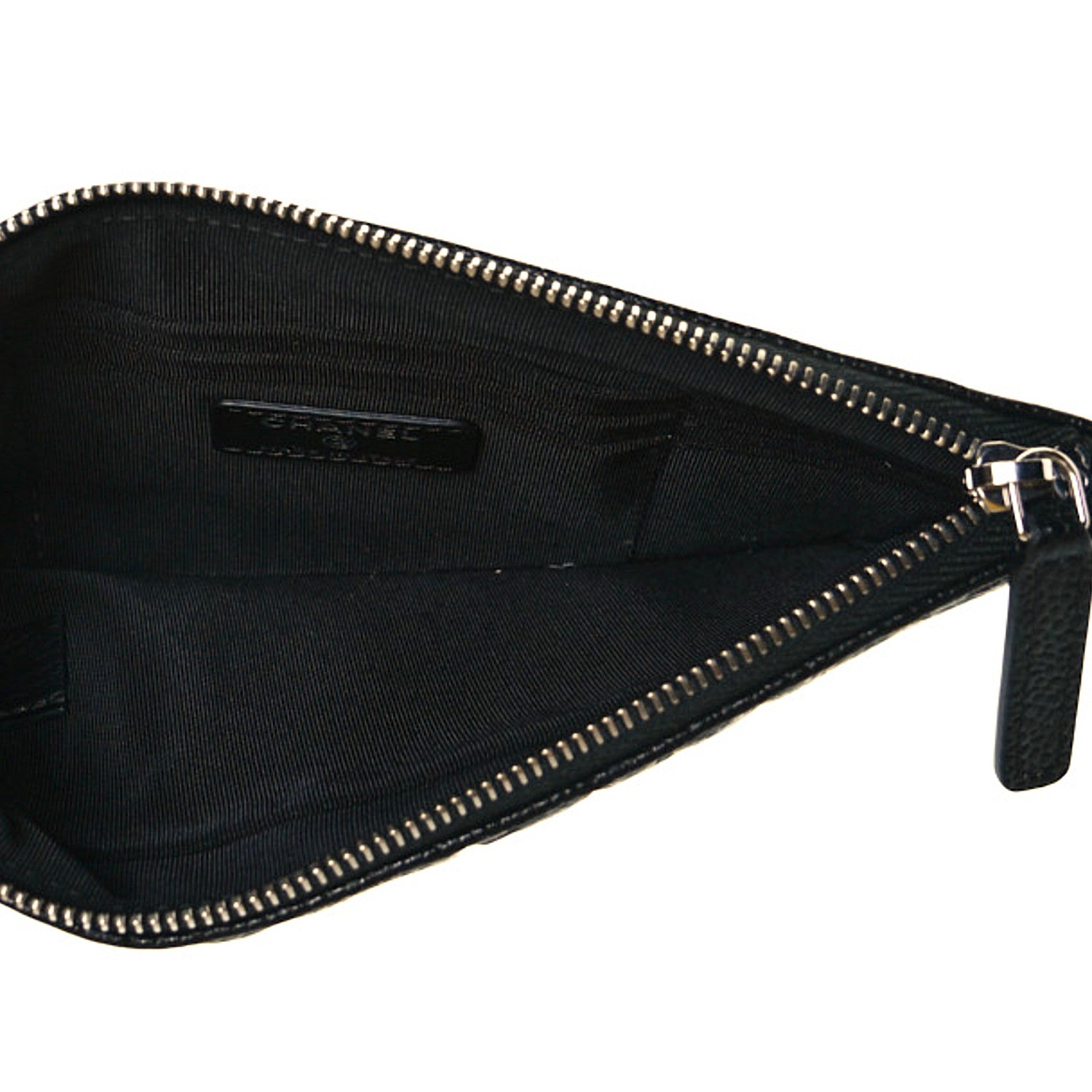 Chanel Caviar Camellia Embossed Cosmetic Pouch Black 5 of 7