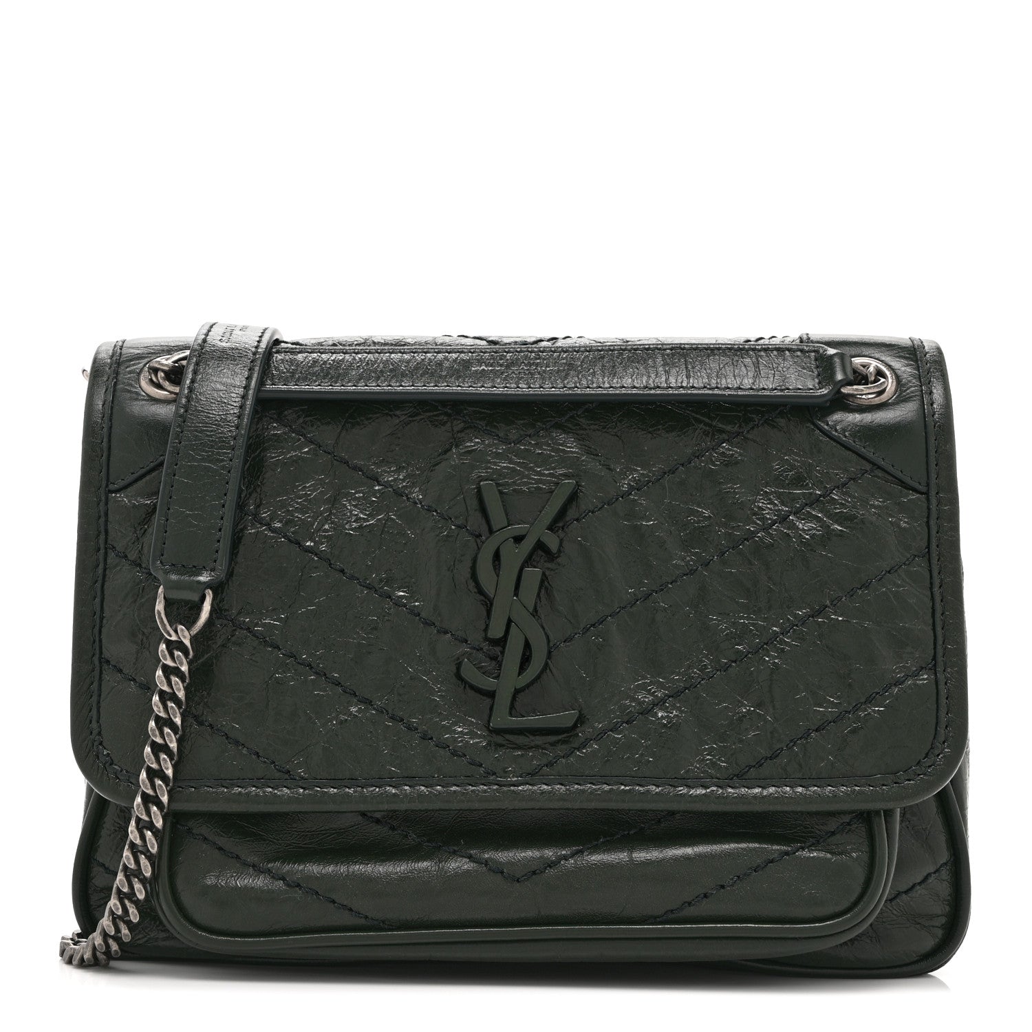 Saint Laurent Crinkled Calfskin Matelasse Monogram Baby Niki Chain