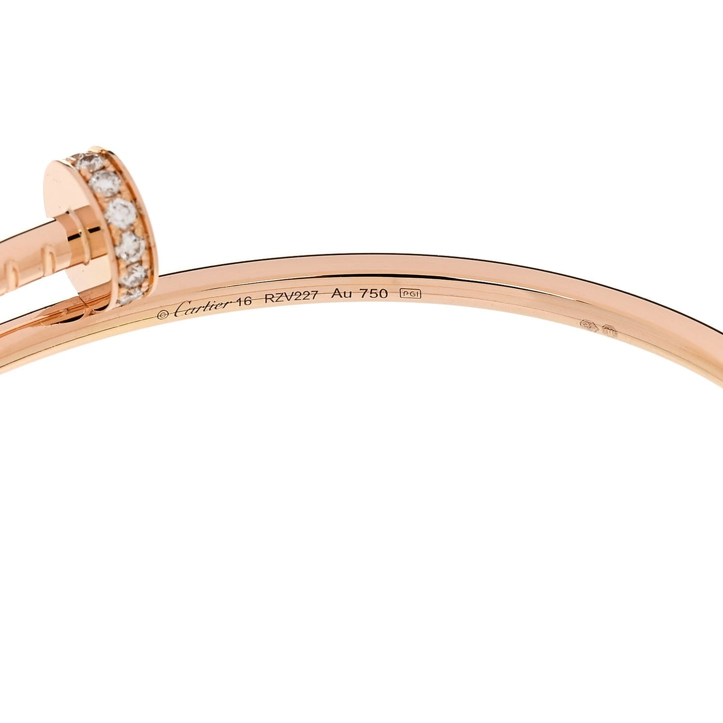 18K Pink Gold Diamond Small Juste Un Clou Bracelet 16
