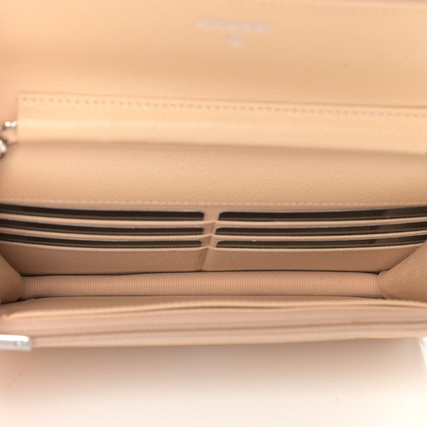 Caviar Quilted Wallet On Chain WOC Beige
