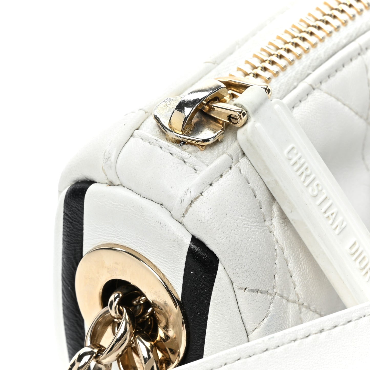 Lambskin Cannage Small Dior Vibe Hobo Bag White
