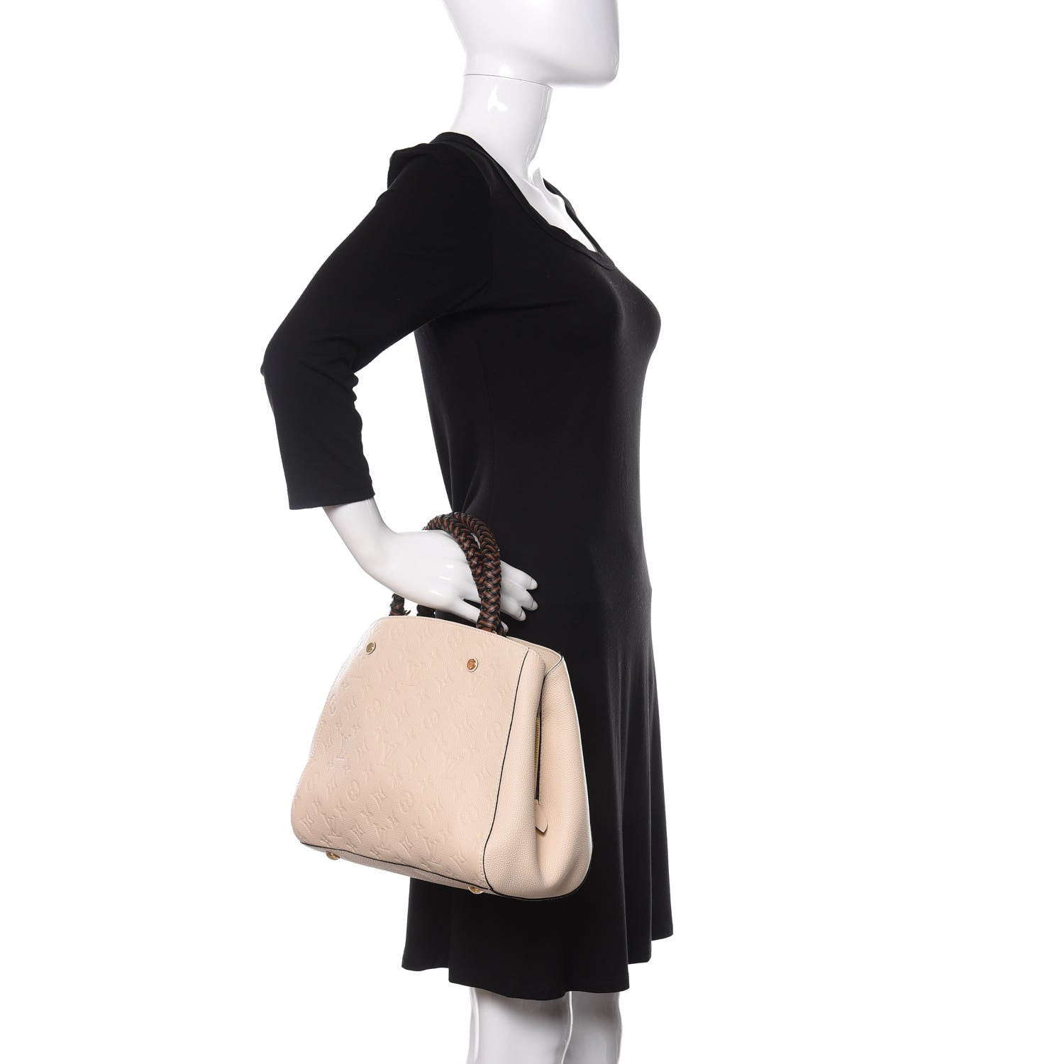 Louis Vuitton Empreinte Braided Montaigne MM Creme Beige Caramel 3 of 11