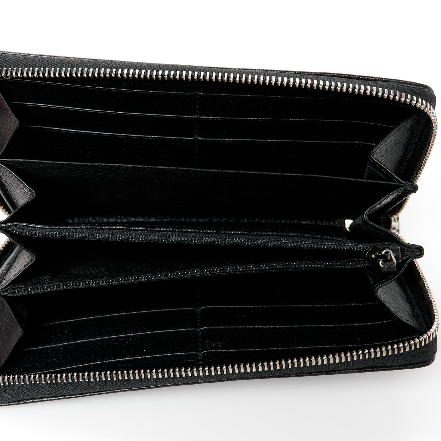Dollar Calfskin Monochrome GG Marmont Zip Around Wallet Black