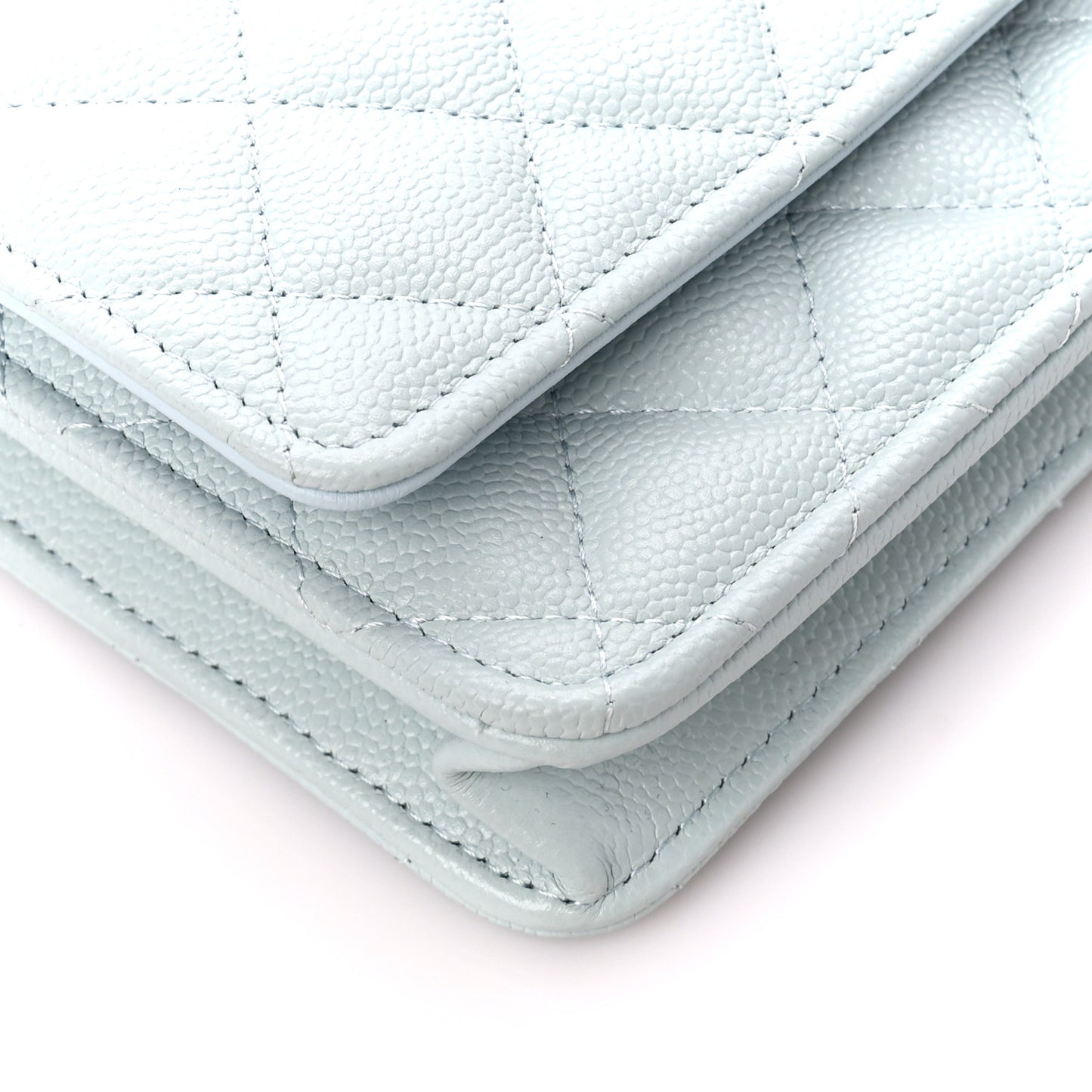 Caviar Quilted Sweetheart Wallet On Chain WOC Light Blue