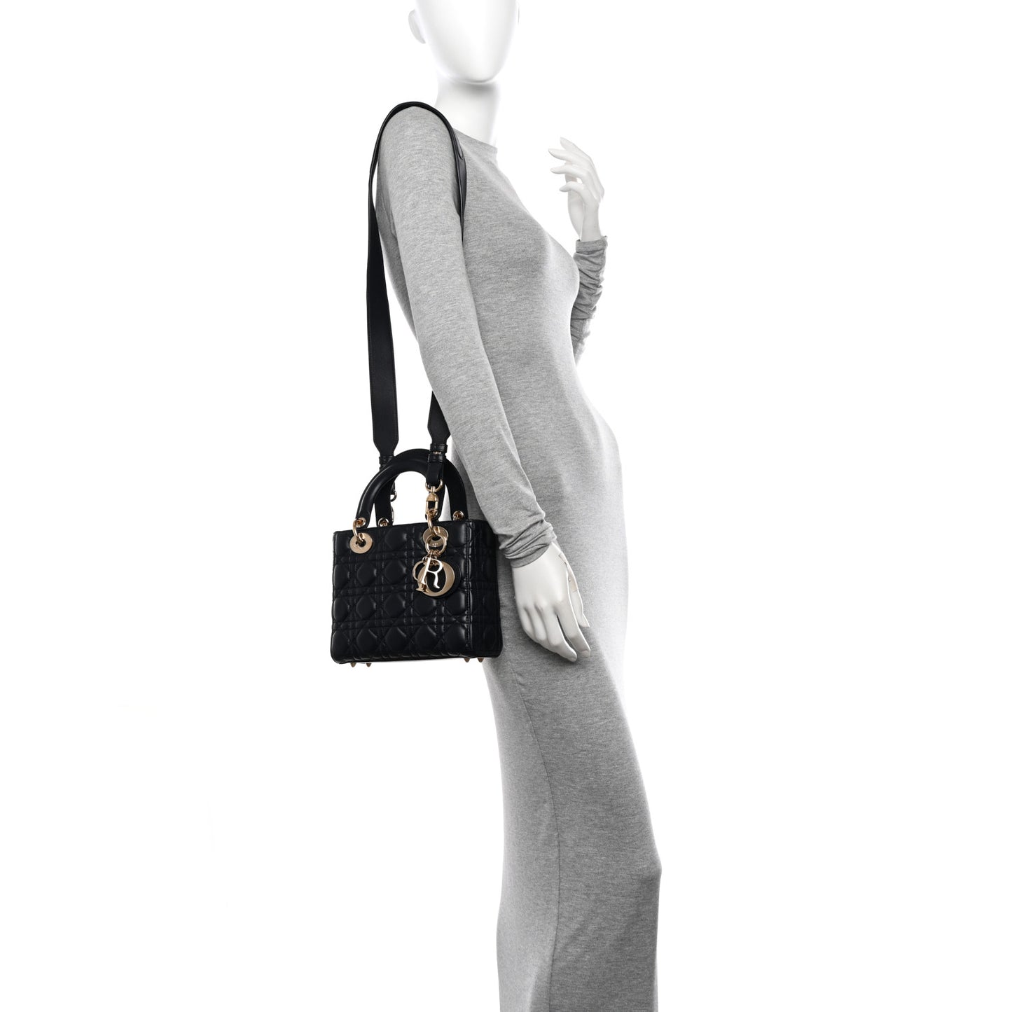 Lambskin Cannage Small Lucky Badges Lady Dior Navy