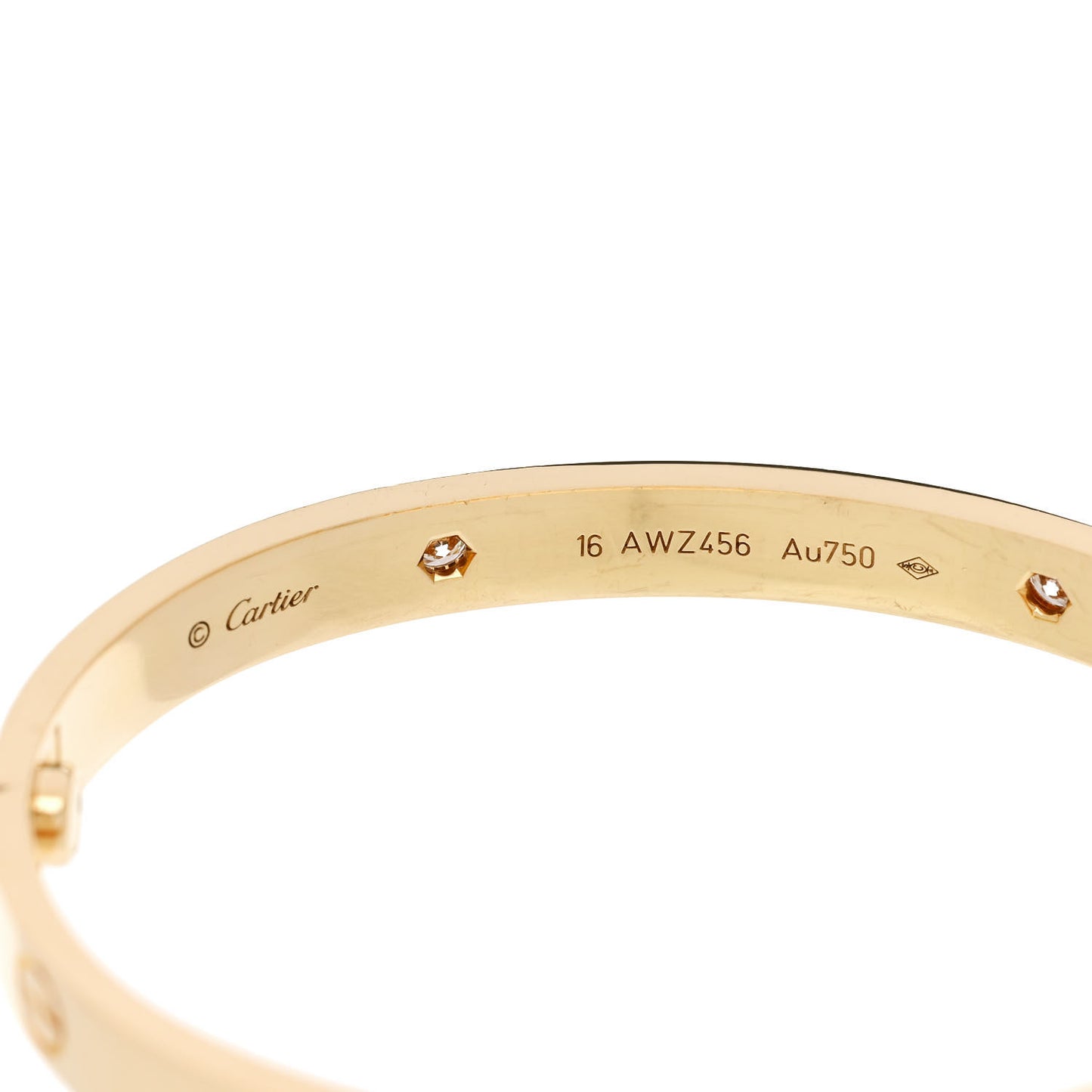 18K Yellow Gold 4 Diamond LOVE Bracelet 16