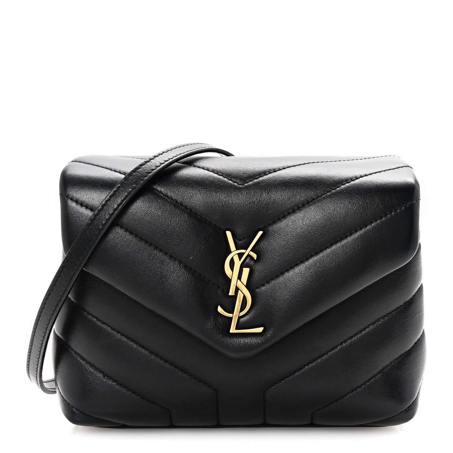 Calfskin Y Quilted Monogram Toy Loulou Crossbody Bag Black