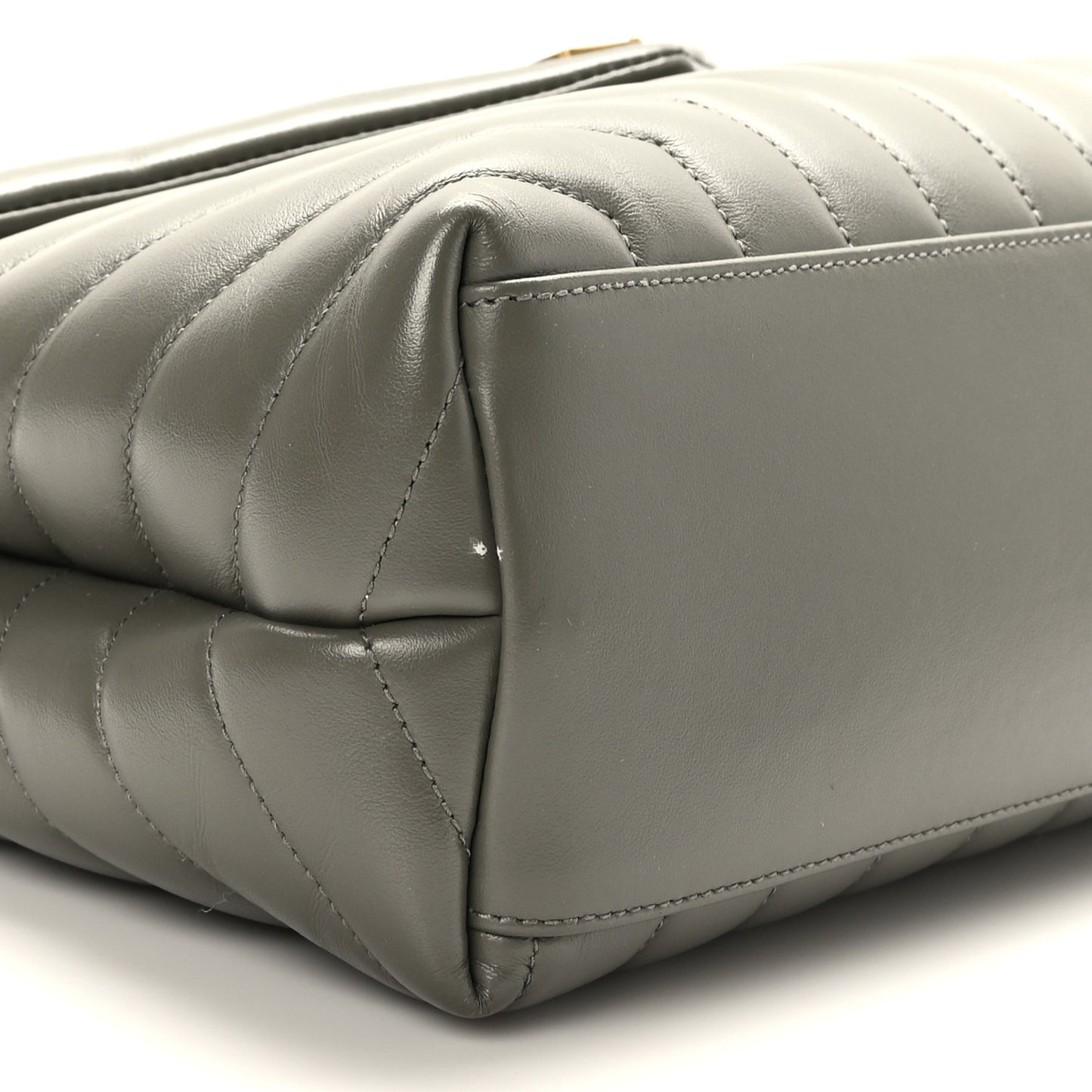 Calfskin Y Quilted Monogram Medium Loulou Chain Satchel Grey Kaki