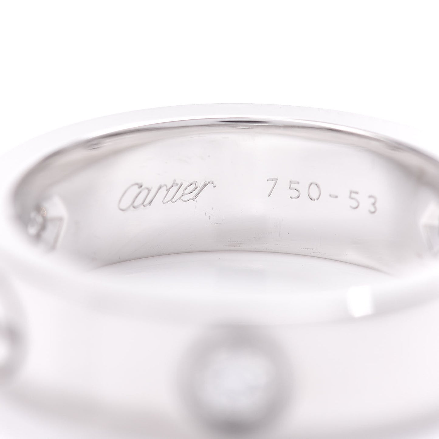 18K White Gold 3 Diamond 5.5mm LOVE Ring 53 6.5
