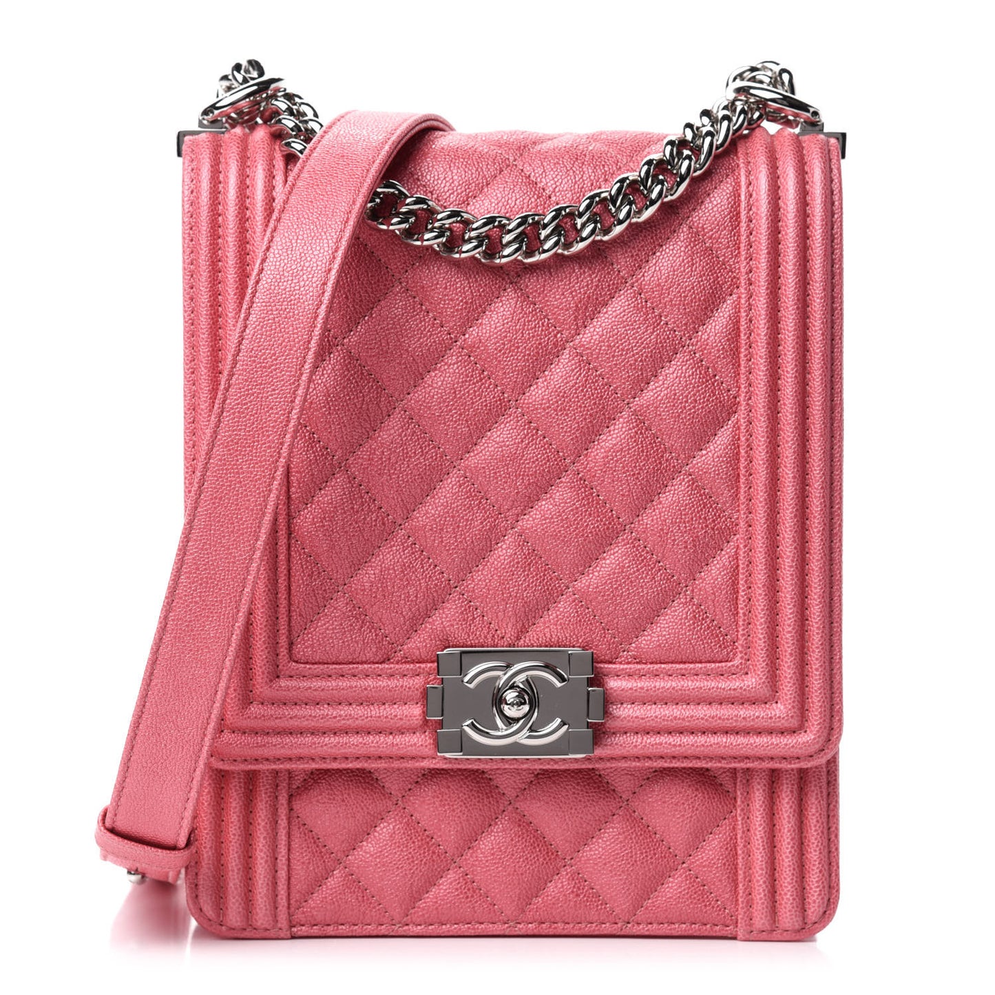 Caviar Quilted North South Boy Flap Pink