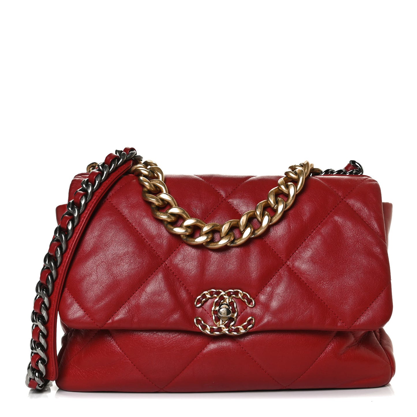 Lambskin Quilted Large Chanel 19 Flap Red