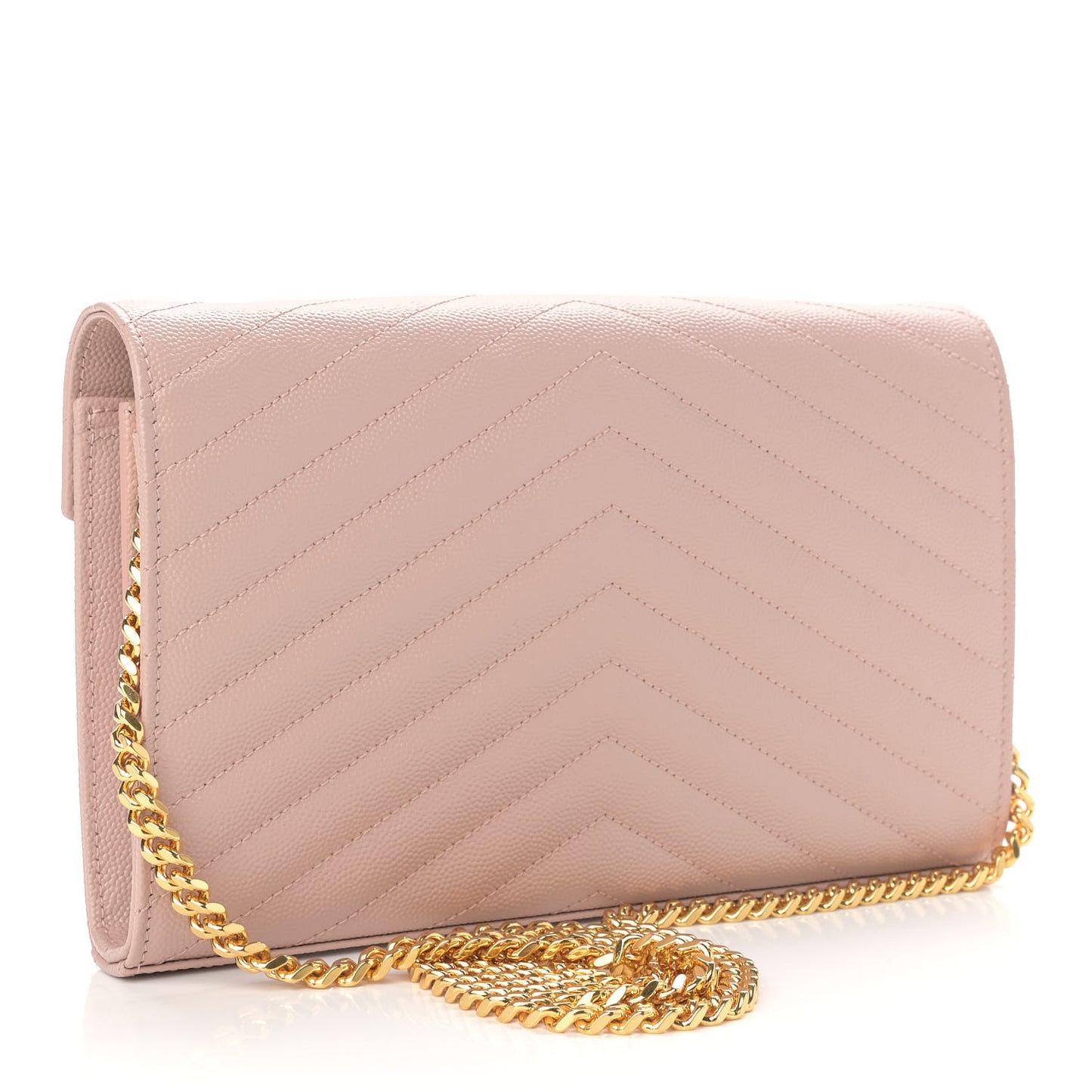 Grain De Poudre Matelasse Chevron Monogram Chain Wallet Pale Pink