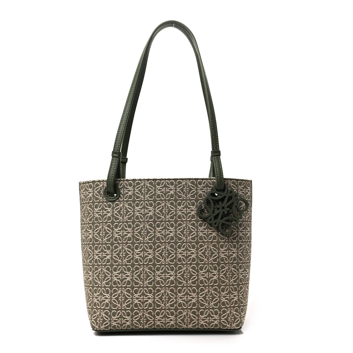 Jacquard Anagram Calfskin Small Square Tote Avocado Green