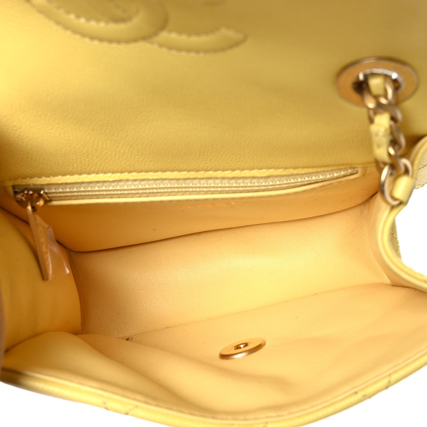 Caviar Quilted Mini Sweet Classic Flap Yellow