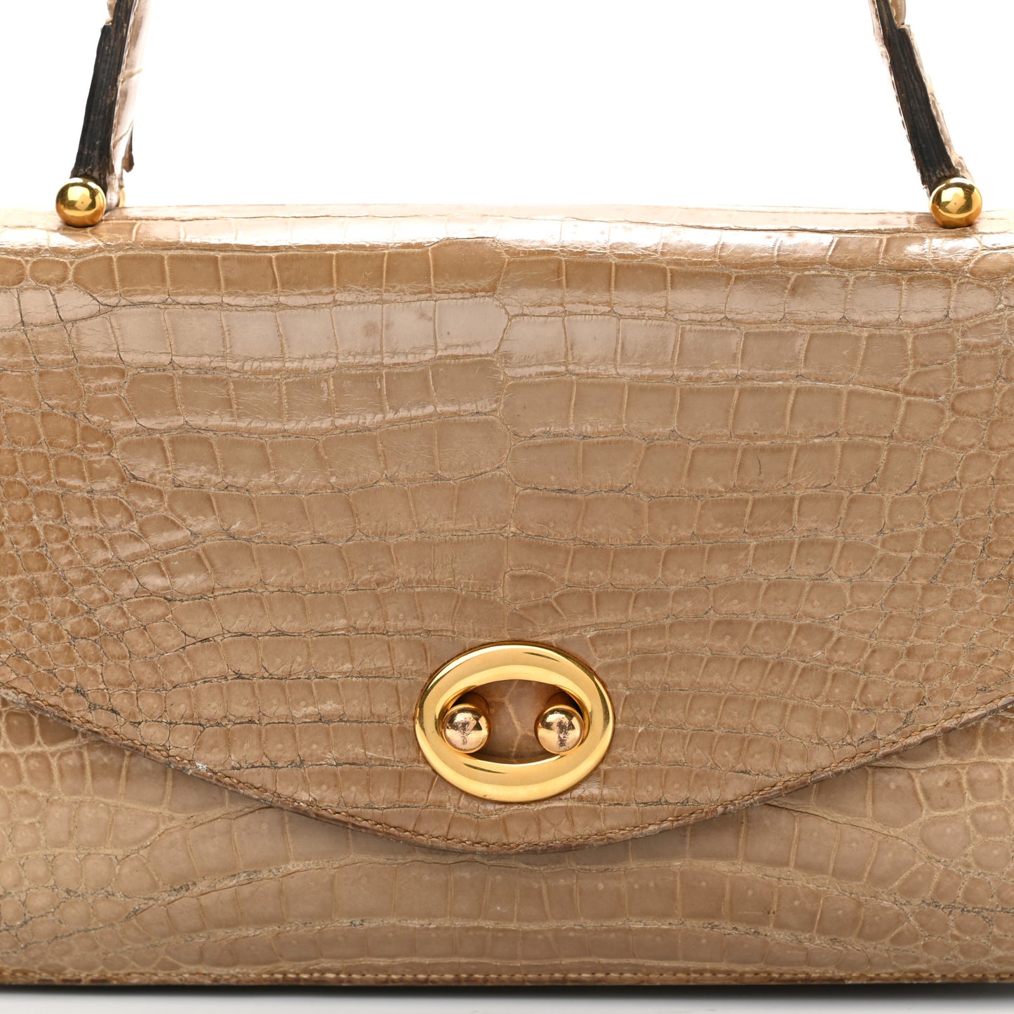 Shiny Porosus Crocodile Sac Boutonniere Griege