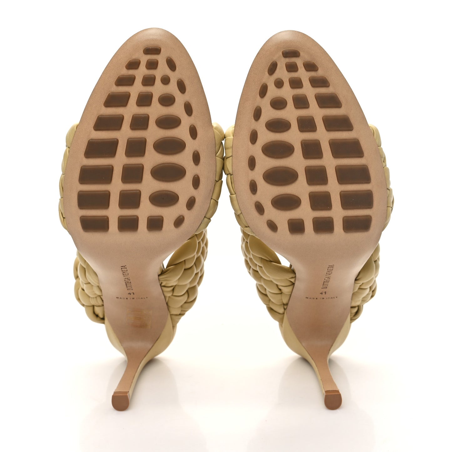 Nappa Twisted Padded Intrecciato Curve Slide Sandals 41 Tapioca