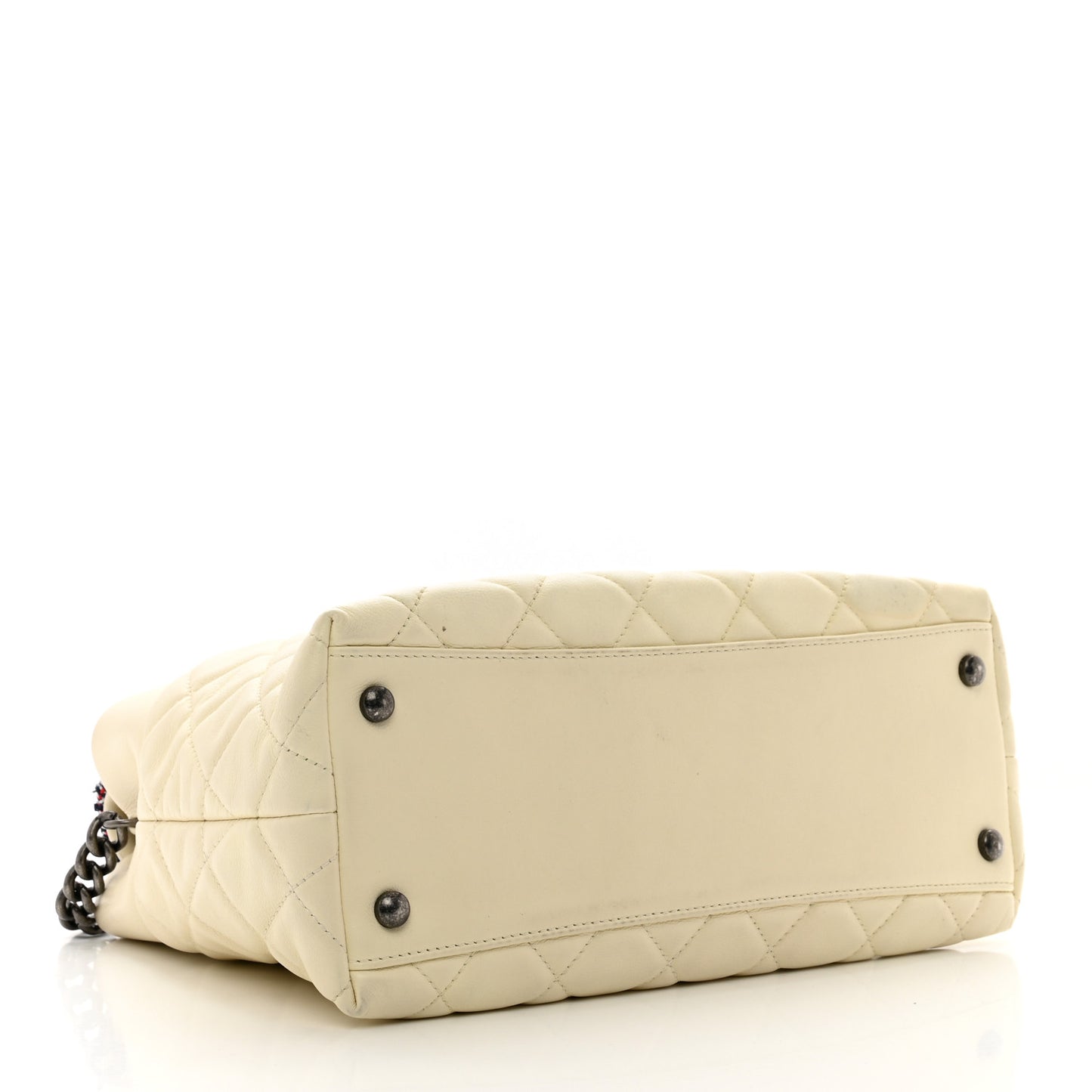 Calfskin Tweed Quilted Small Tote White Multicolor