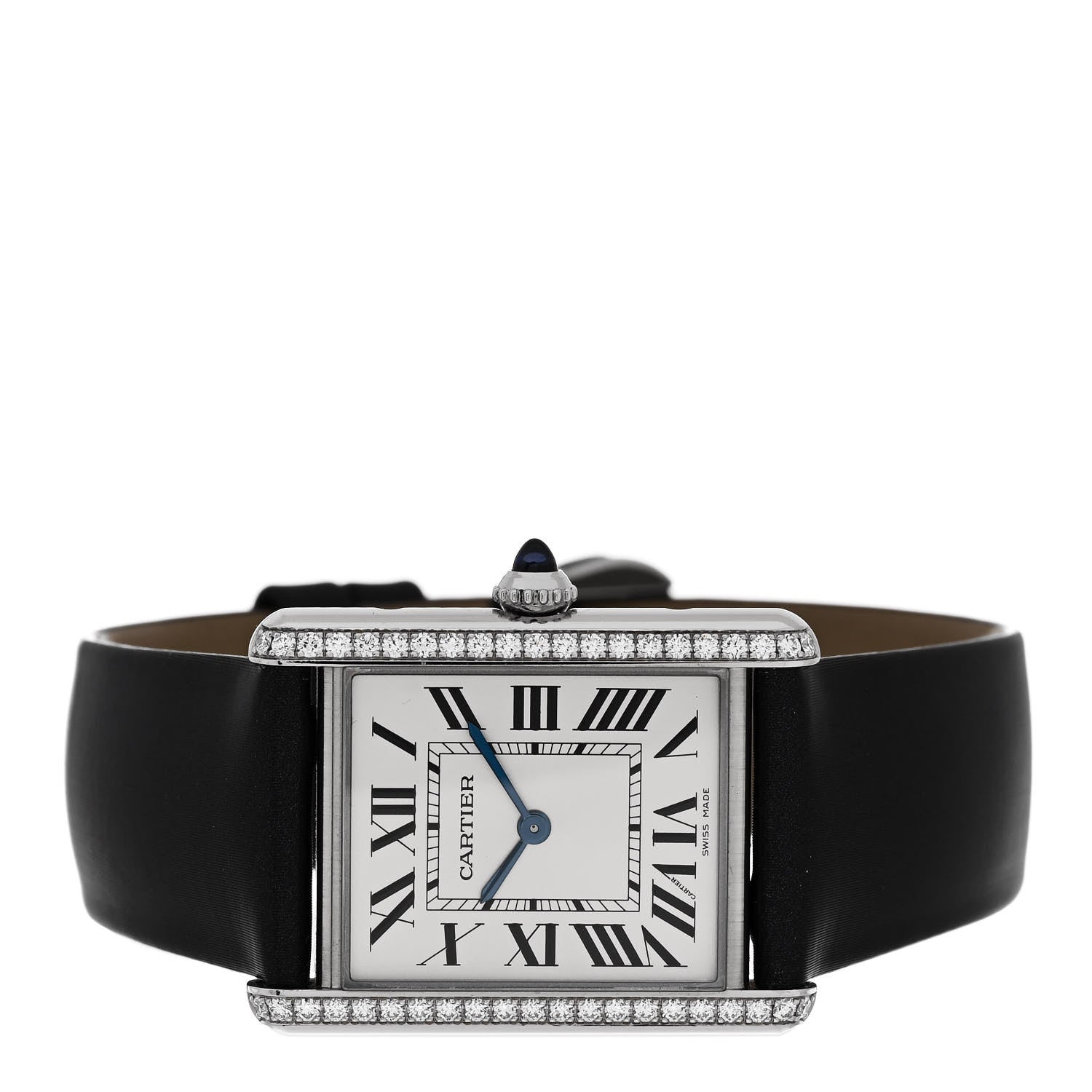 Cartier Stainless Steel Satin Diamond 25mm Must de Cartier Tank Quartz Watch 2 of 4
