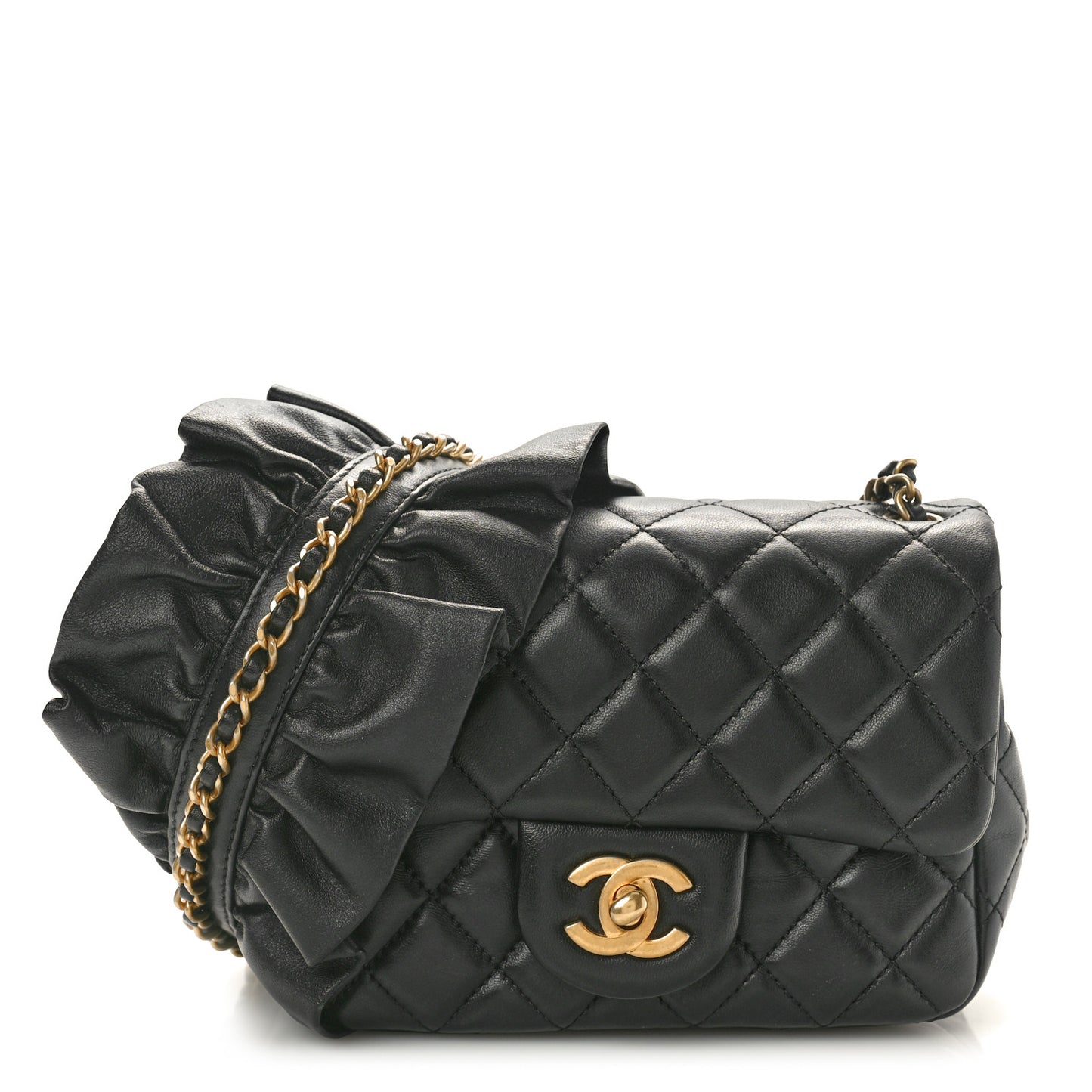 Lambskin Quilted Mini Romance Square Flap Black