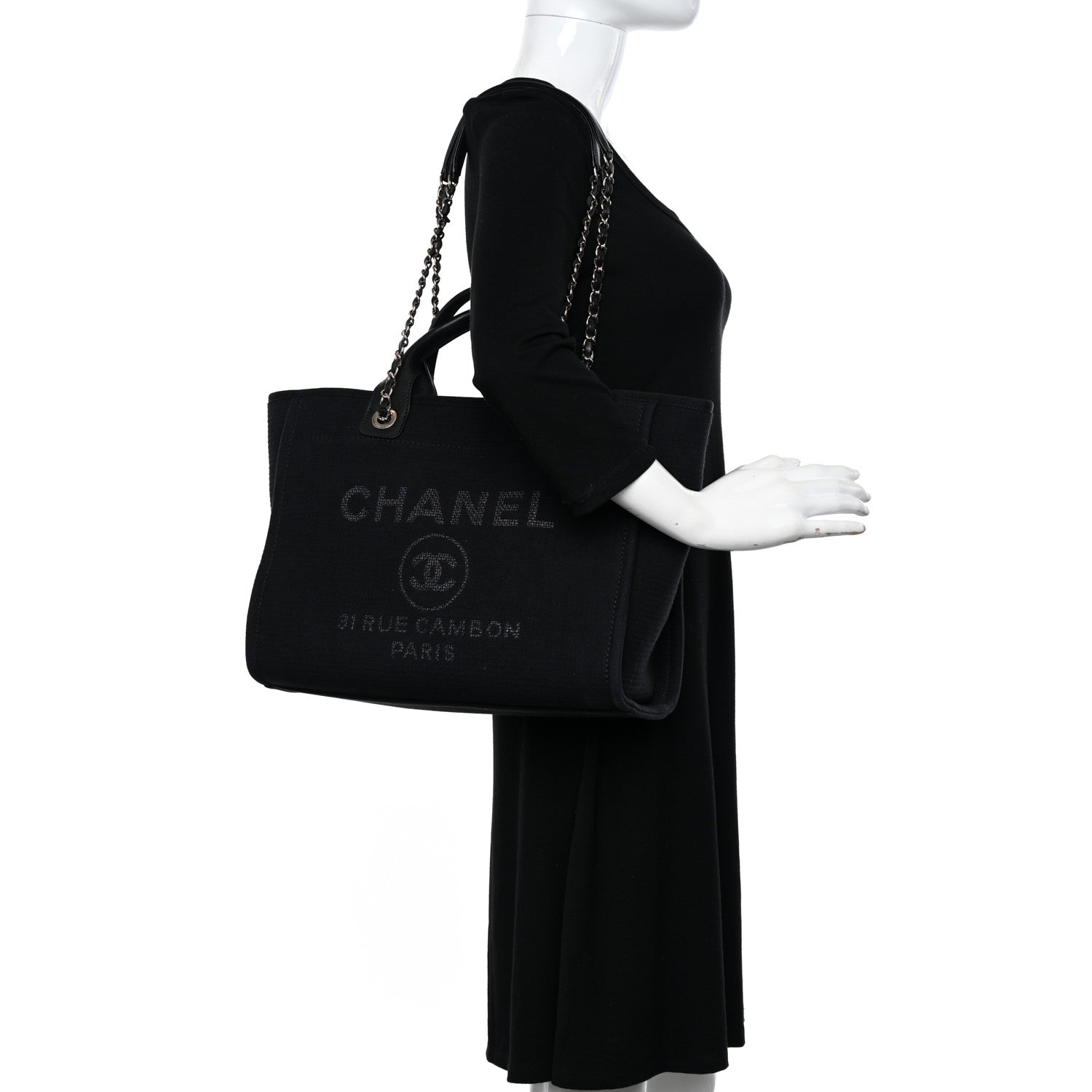 Chanel Mixed Fibers Small Deauville Tote Black 2 of 13