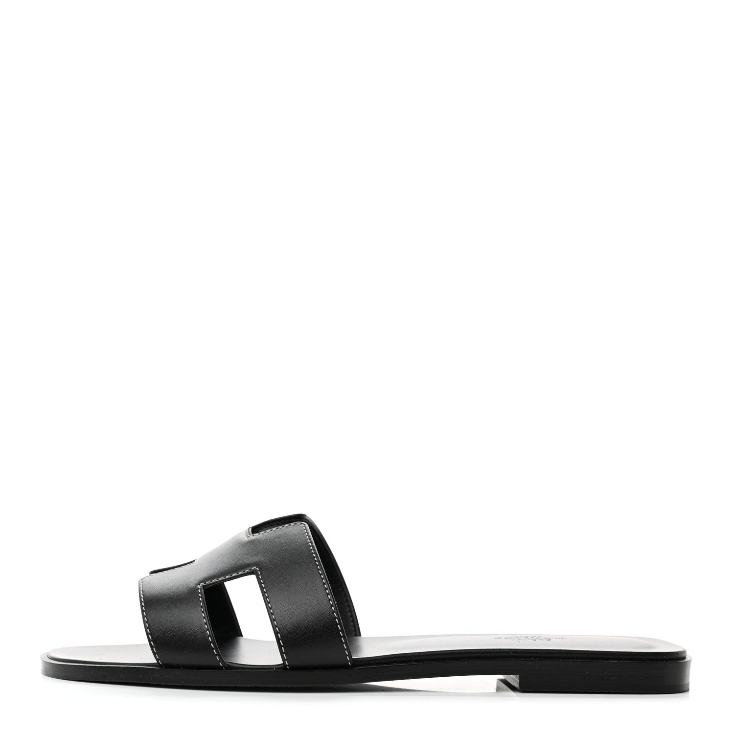Hermes Box Calfskin Oran Sandals 40 Black 1 of 8