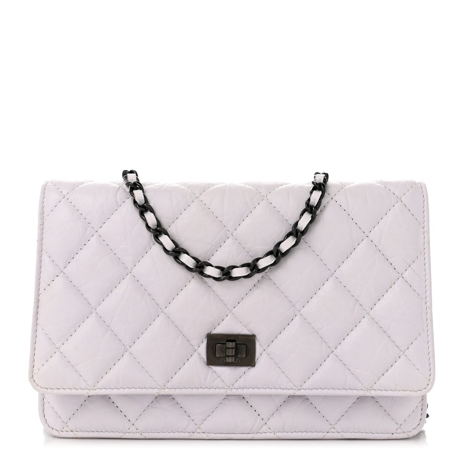 Chanel Aged Calfskin Quilted Reissue Wallet On Chain WOC White