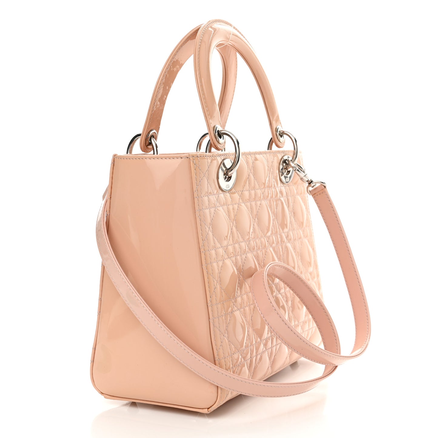 Patent Cannage Medium Lady Dior Light Pink