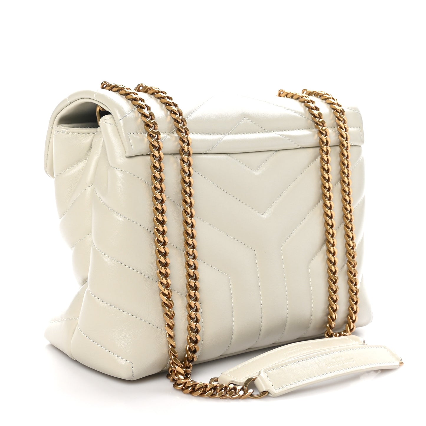 Calfskin Y Quilted Monogram Small Loulou Chain Satchel Crema Soft