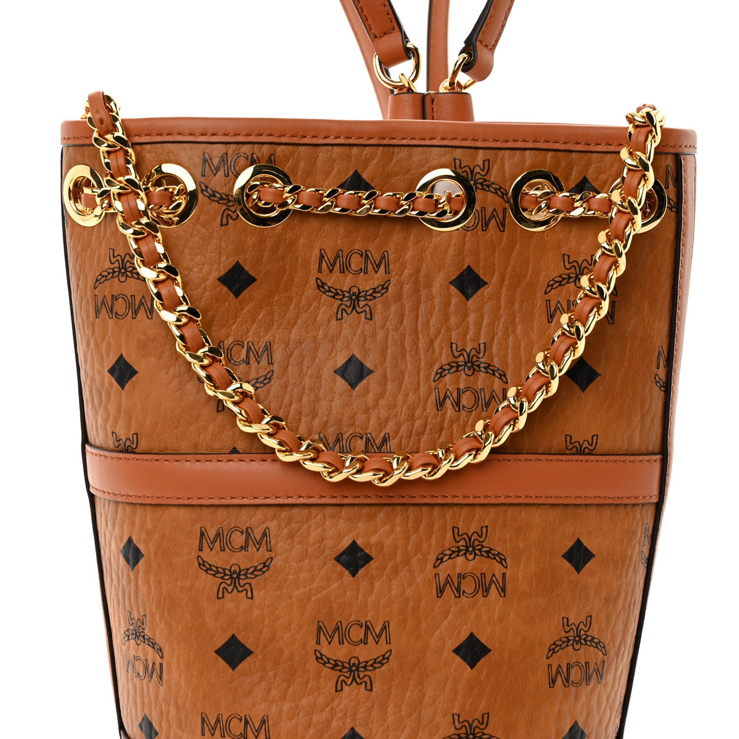 MCM Visetos Aren Mini Chain Backpack Cognac 7 of 9