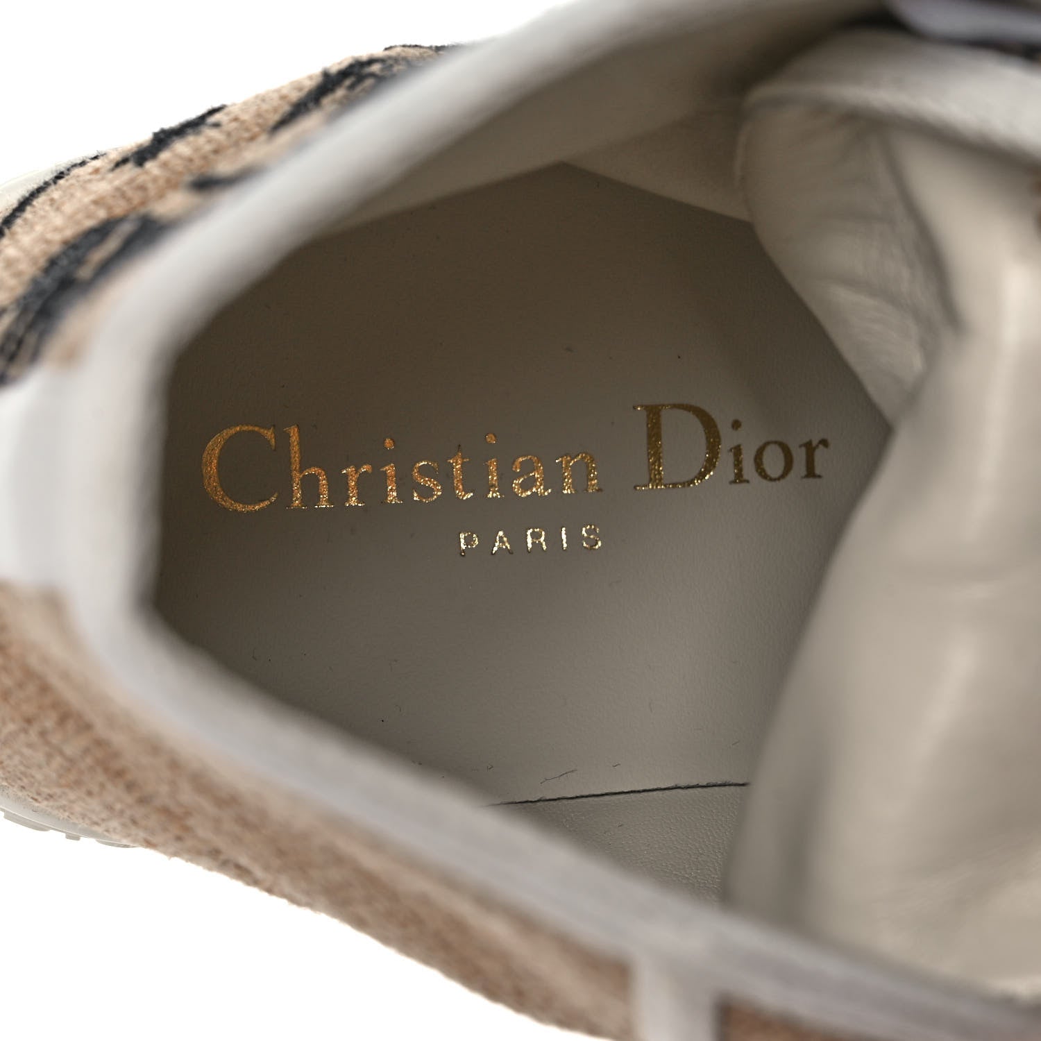 Christian Dior Jute Canvas Embroidered Motif High Top Sneakers 34.5 Beige 7 of 8