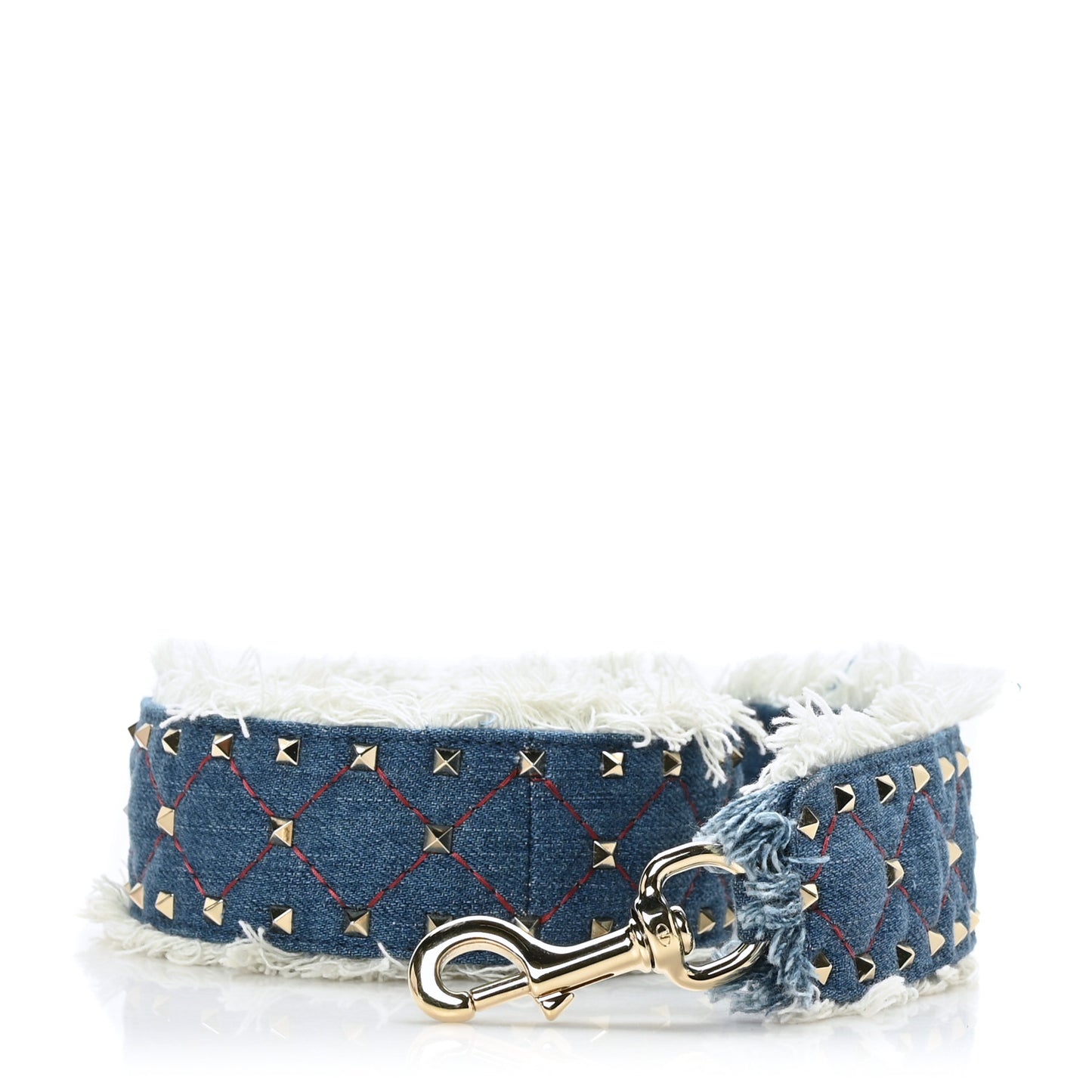 Denim Fringe Rockstud Guitar Strap Blue