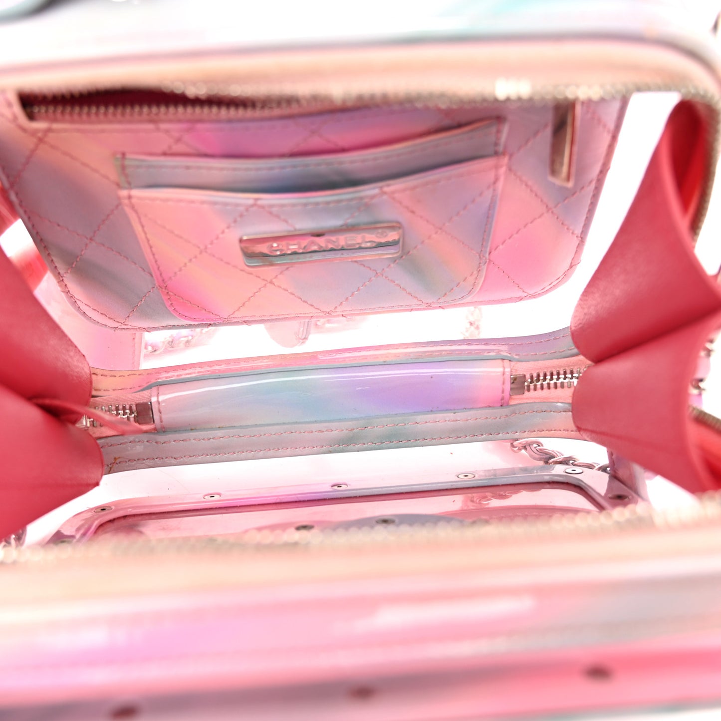 PVC Patent Calfskin Patent Lambskin Small CC Vanity Case Pink