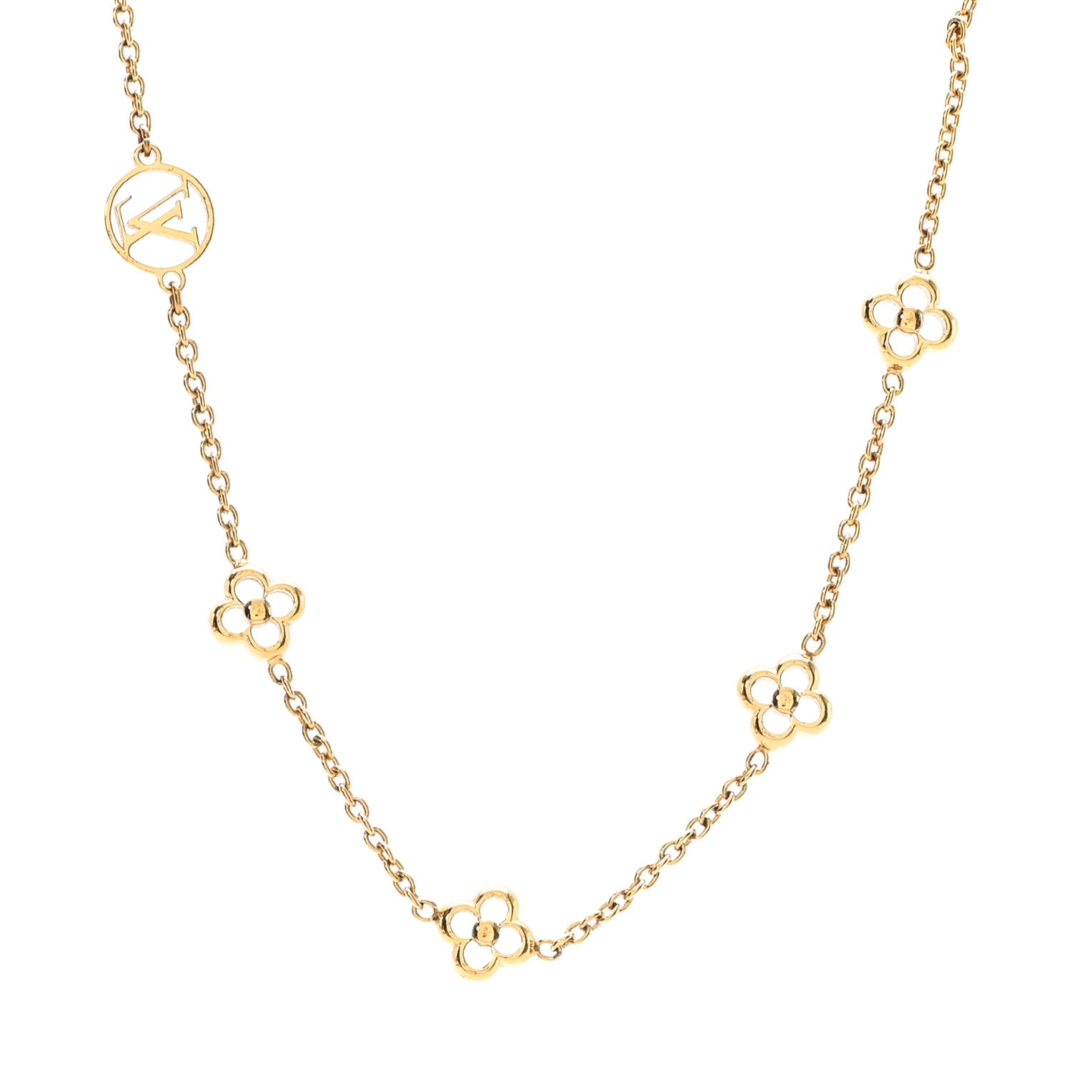 Louis Vuitton Gold Ribbon Choker with Crystal Flower Accent Louis Vuitton Metal Flowerful Choker Necklace Gold 1690084  main image 4