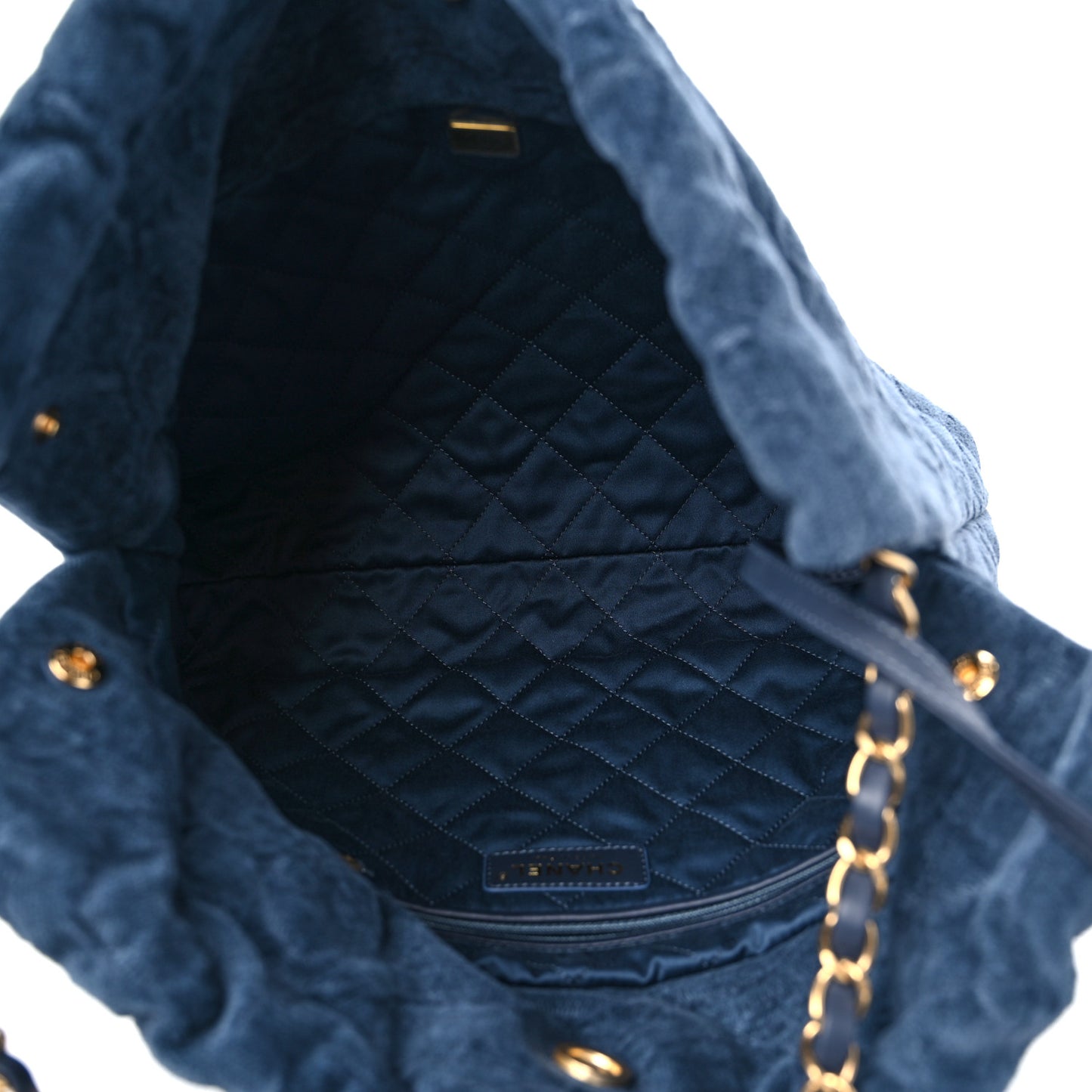 Velvet Camellia Quilted Small Chanel 22 Dark Blue