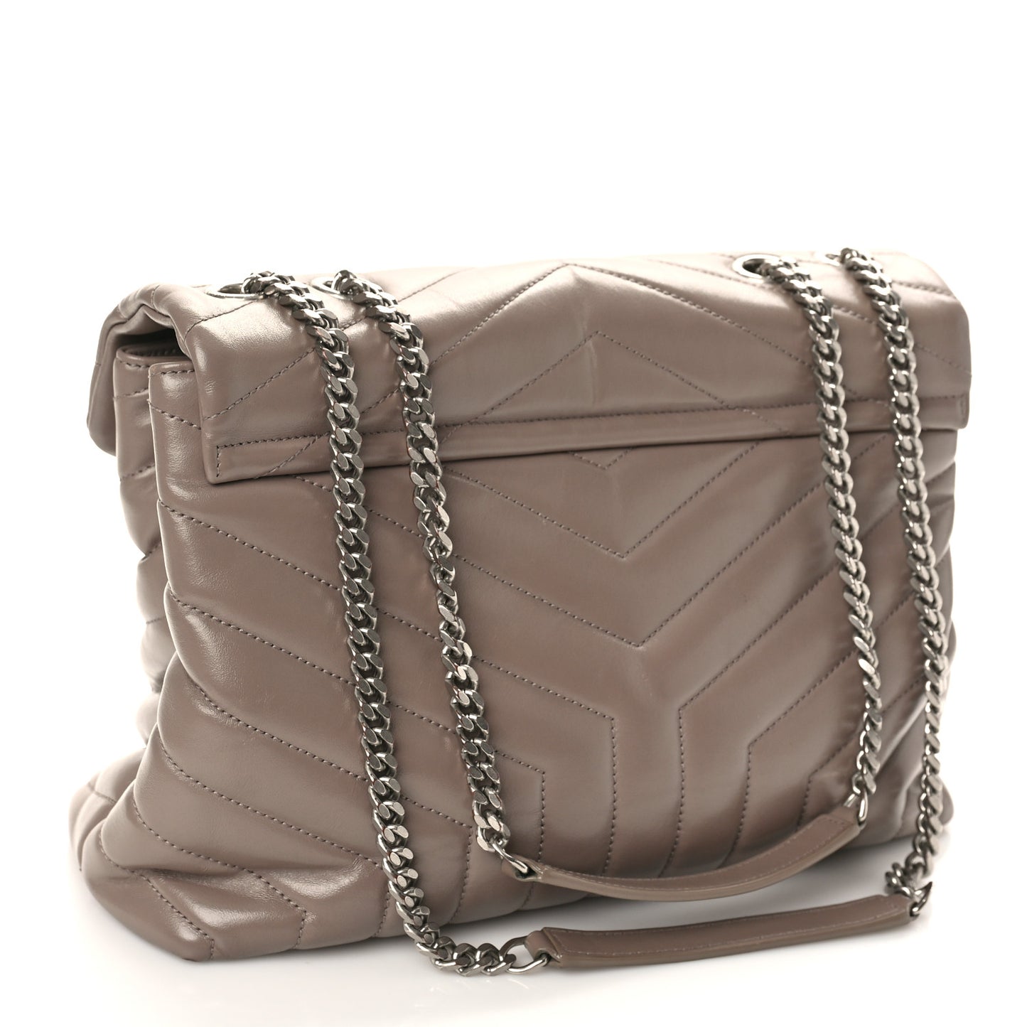 Calfskin Y Quilted Monogram Medium Loulou Chain Satchel Taupe