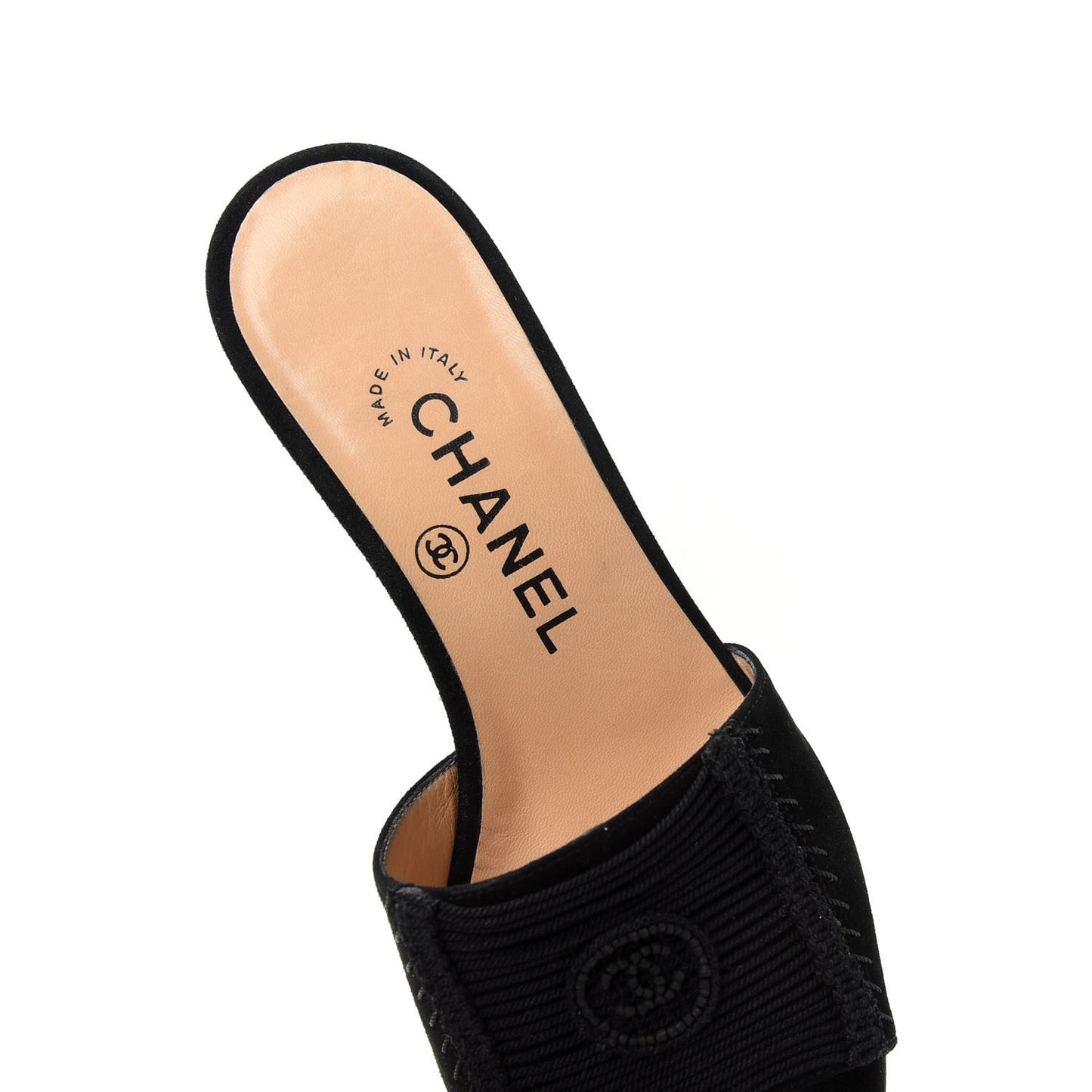 Suede Cord Beaded CC Mules 35.5 Black